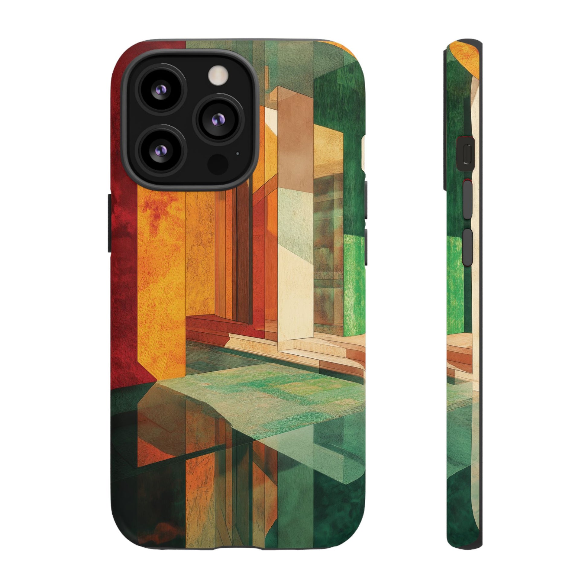 Art Deco Frank Lloyd Wright Inspired Usonian Phone Case Geometric Stained Glass Art Deco Marble Gold 13 14 15 16 iPhone Pro Max Galaxy Pixel
