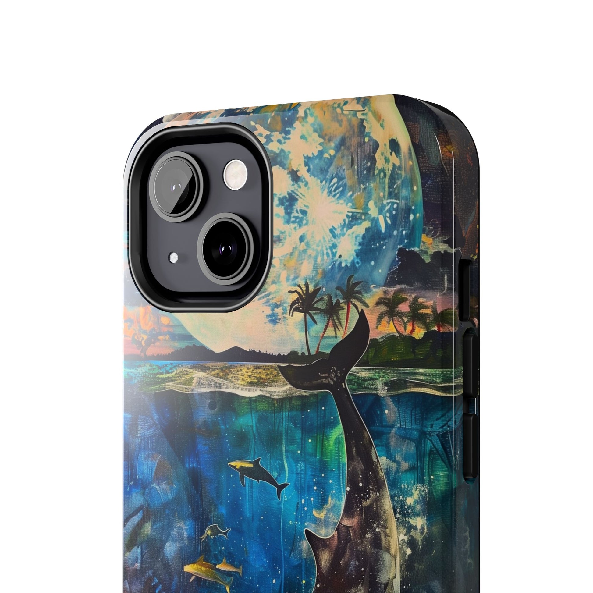 Abstract Moonlit Whale Underwater Phone Case - Durable and Stunning Protective Cover