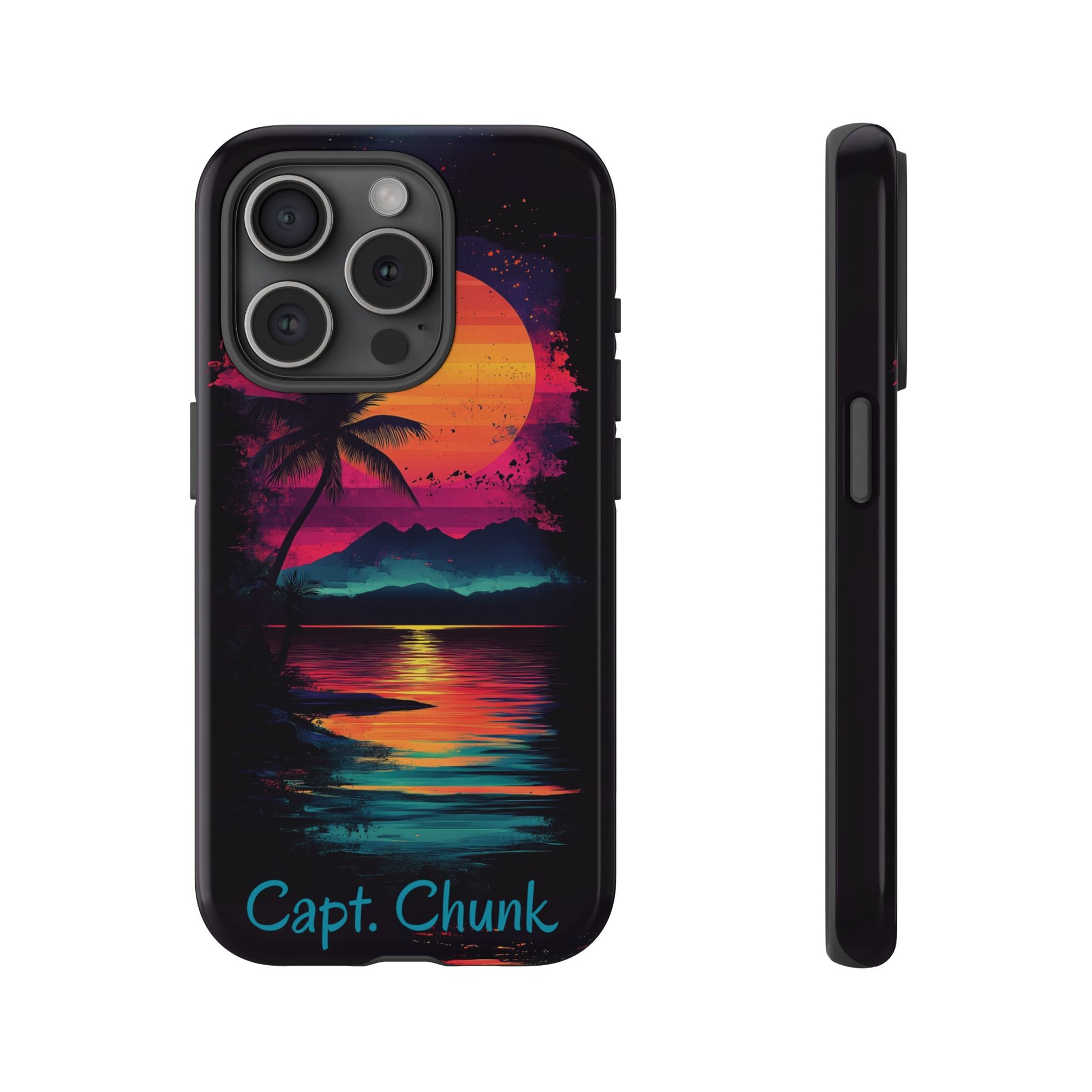 Custom Personalized Retro Palm Tree Sunset Phone Case iPhone 14 15 16 Pro Max Galaxy S24 Google Pixel Mountain Beach Fantasy Surfing Neon