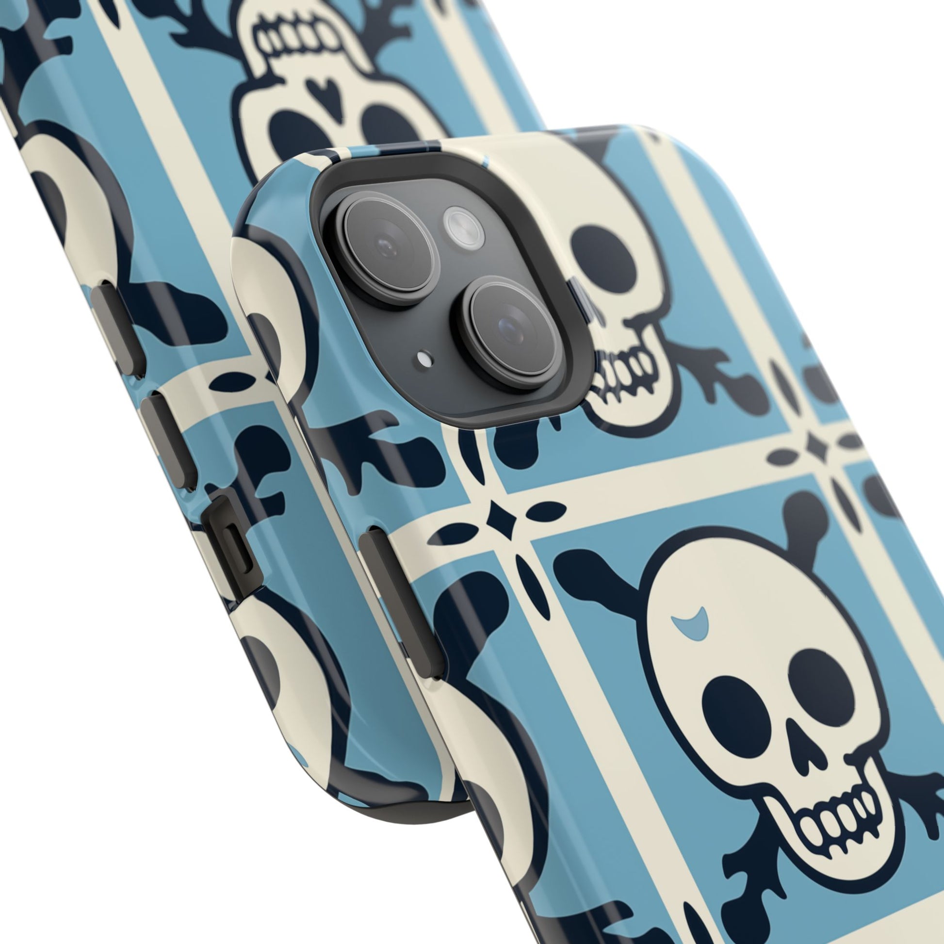 Cute Skull Phone Case Sugar Skull Ghingham Impact-Resistant Cover Goth Skull, Halloween Gift iphone 13 14 15 16 Pro Max