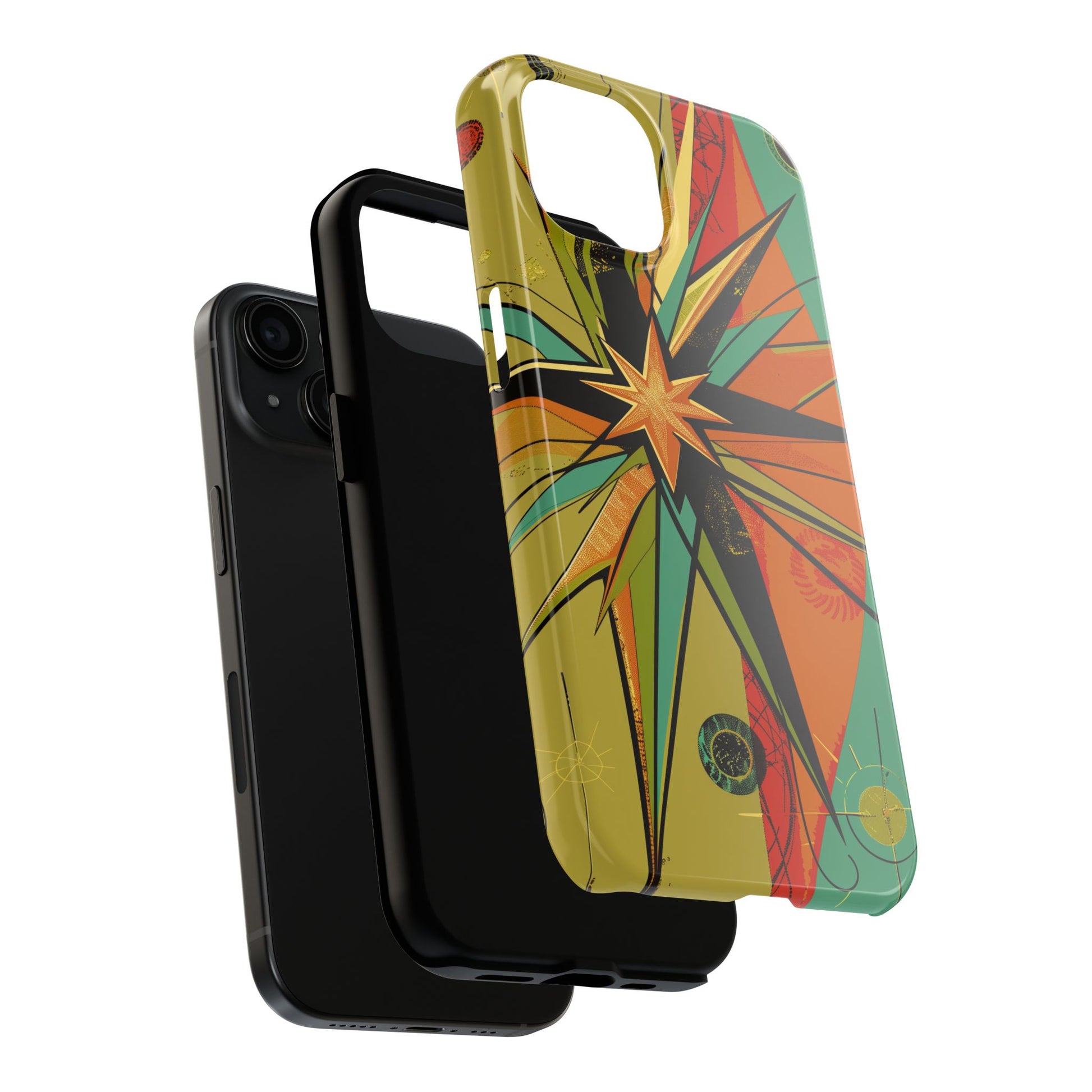 Mid Century Modern Star Design Phone Case, Earth Tone Colors, Retro Style Smartphone Cover, Vintage Phone Case, iPhone 14 Case, Apple iPhone