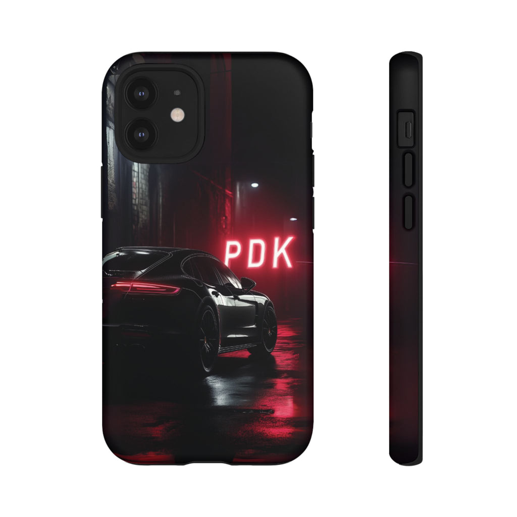 Super Sports Car Phone Case PDK Car Lover Gift Porsche Panamera Inspired Neon Sign Font iPhone 13 14 15 16 Pro Max