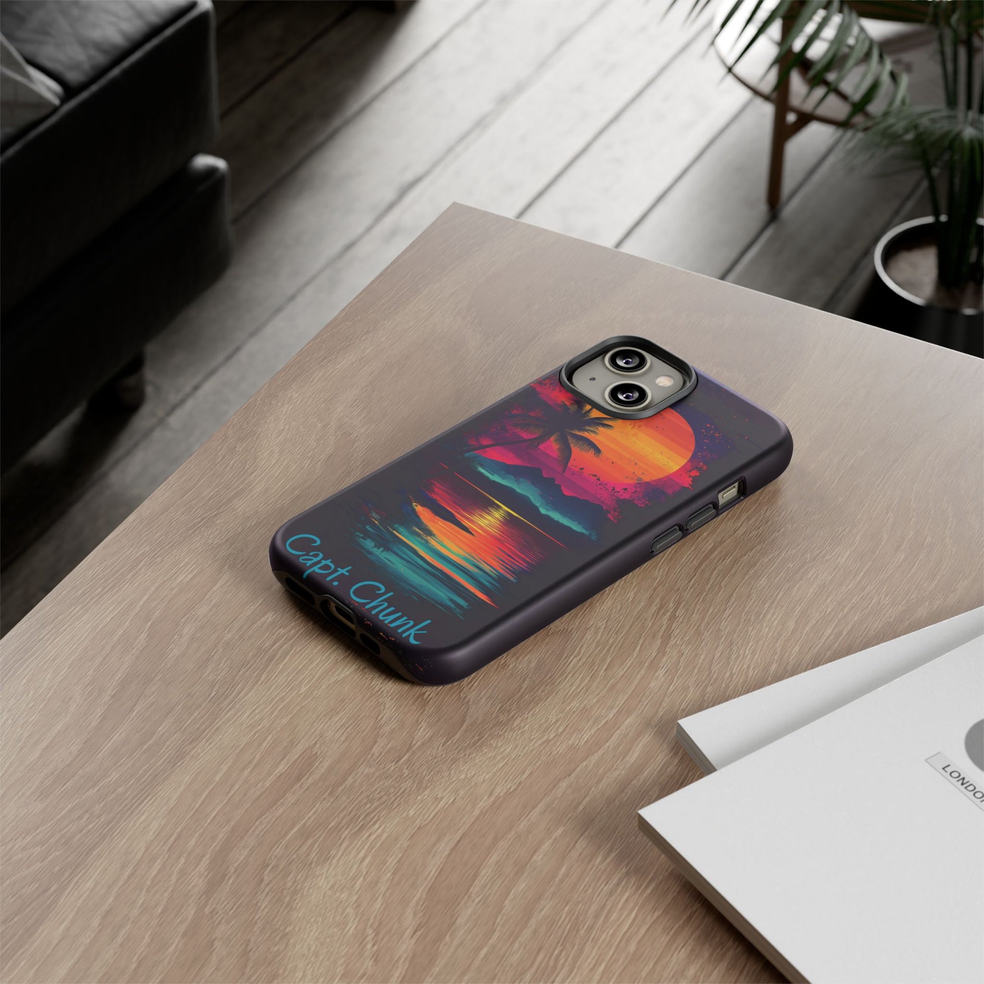Custom Personalized Retro Palm Tree Sunset Phone Case iPhone 14 15 16 Pro Max Galaxy S24 Google Pixel Mountain Beach Fantasy Surfing Neon