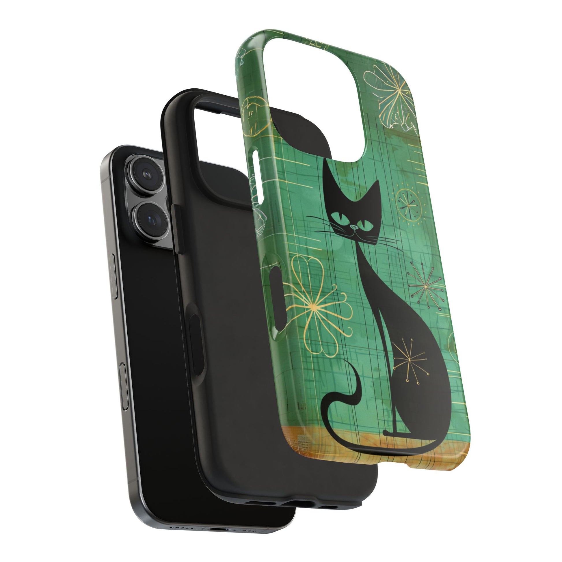 Mid-Century Modern Phone Case-Case, Mid Mod iPhone Case, Atomic Cats iPhone Case, Retro Chic Smartphone Cover, Unique Phone Case