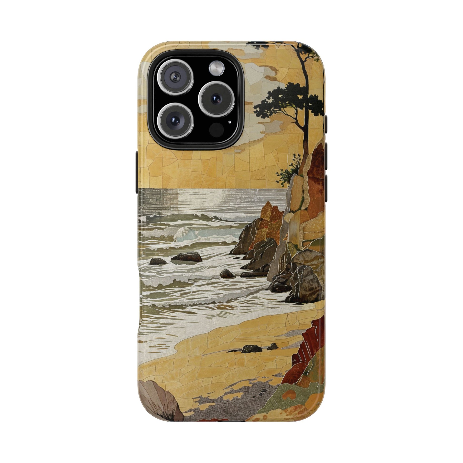 Retro Beach Scene Phone Case, Vintage Tropical Ocean iPhone Case, Summer Beach Phone Cover for iPhone, iphone 15 pro max
