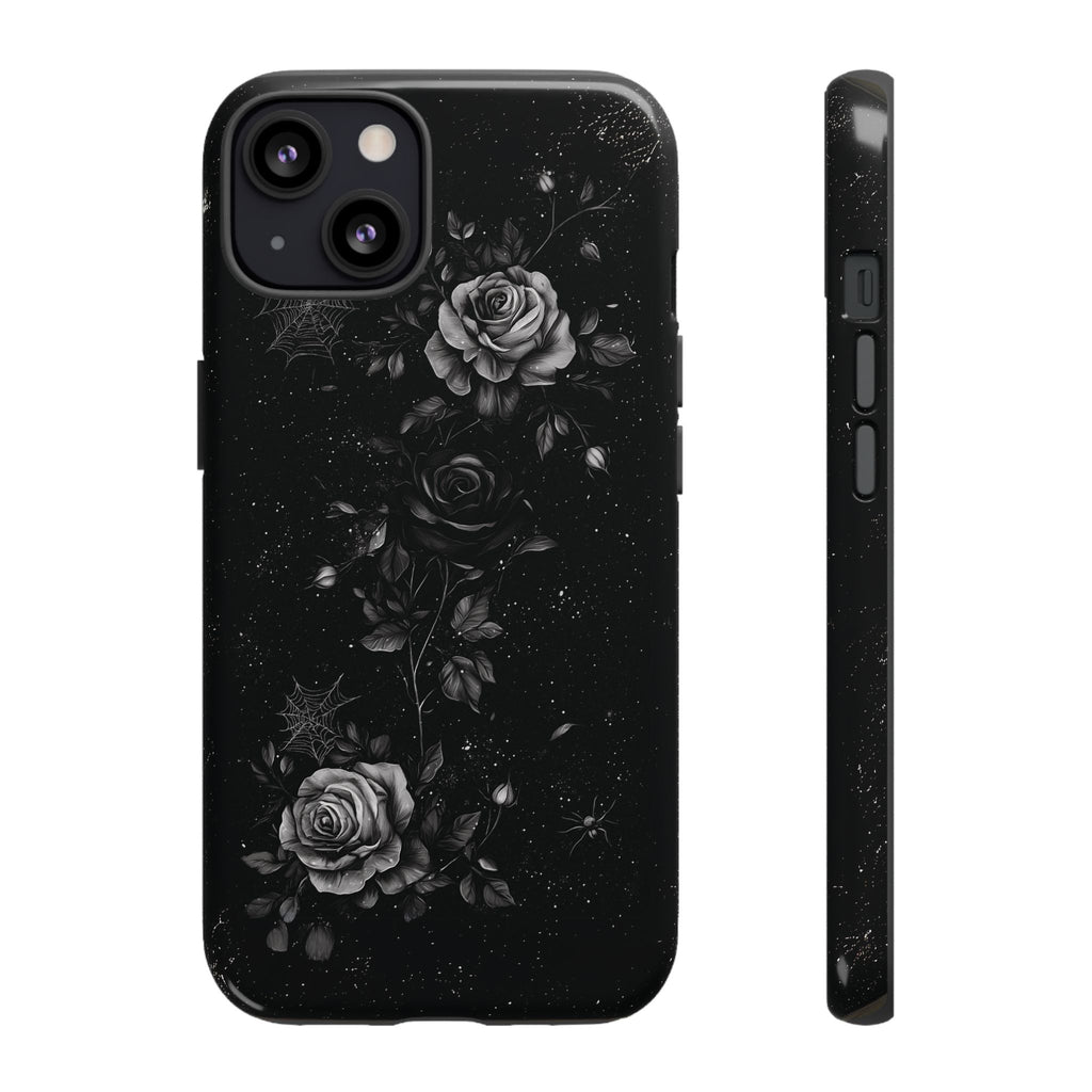 Gothic Floral Phone Case Dark Academia Black Roses Spider Webs Space Witchcraft Night Sky iPhone 13 14 15 16 Pro Max Galaxy Pixel