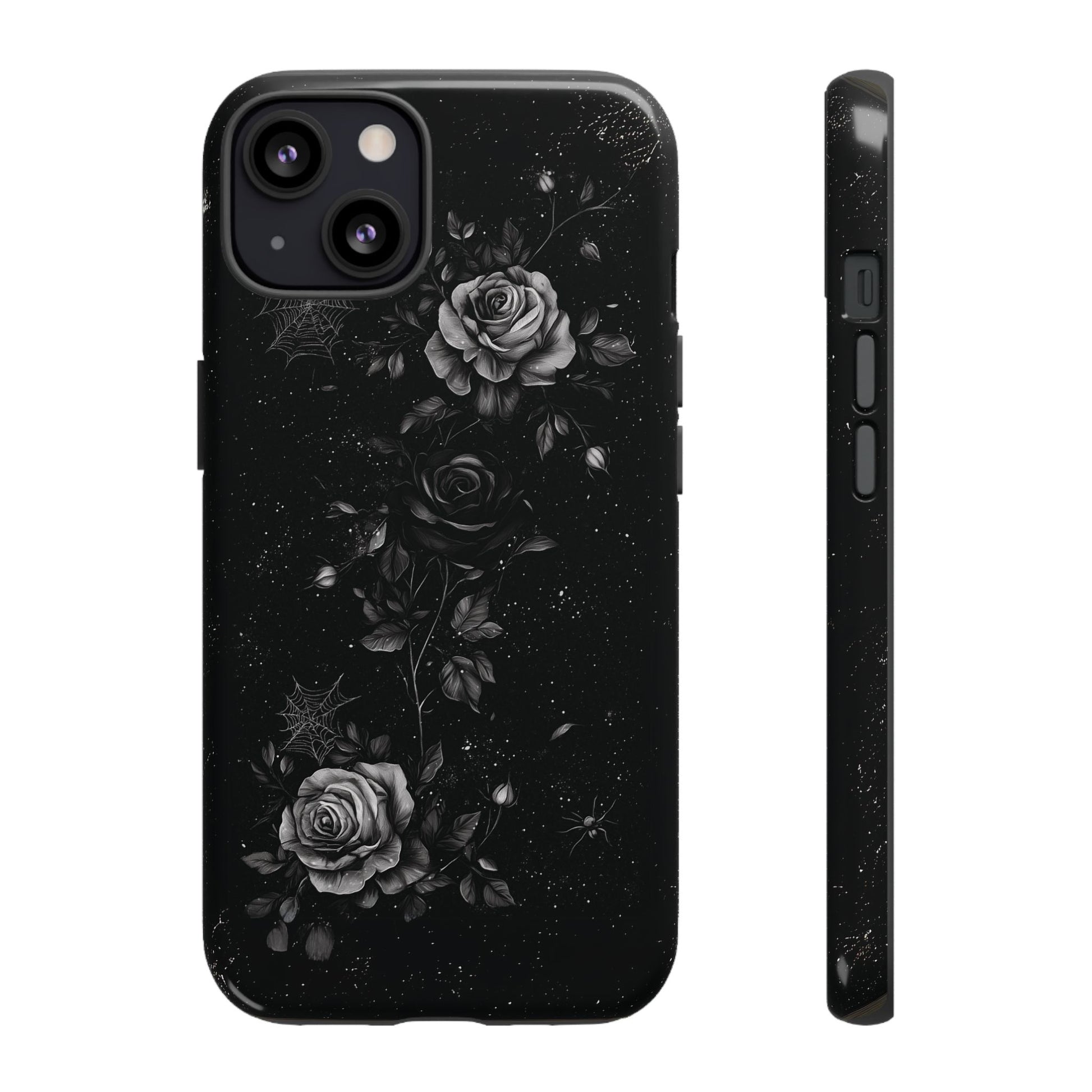 Gothic Floral Phone Case Dark Academia Black Roses Spider Webs Space Witchcraft Night Sky iPhone 13 14 15 16 Pro Max Galaxy Pixel