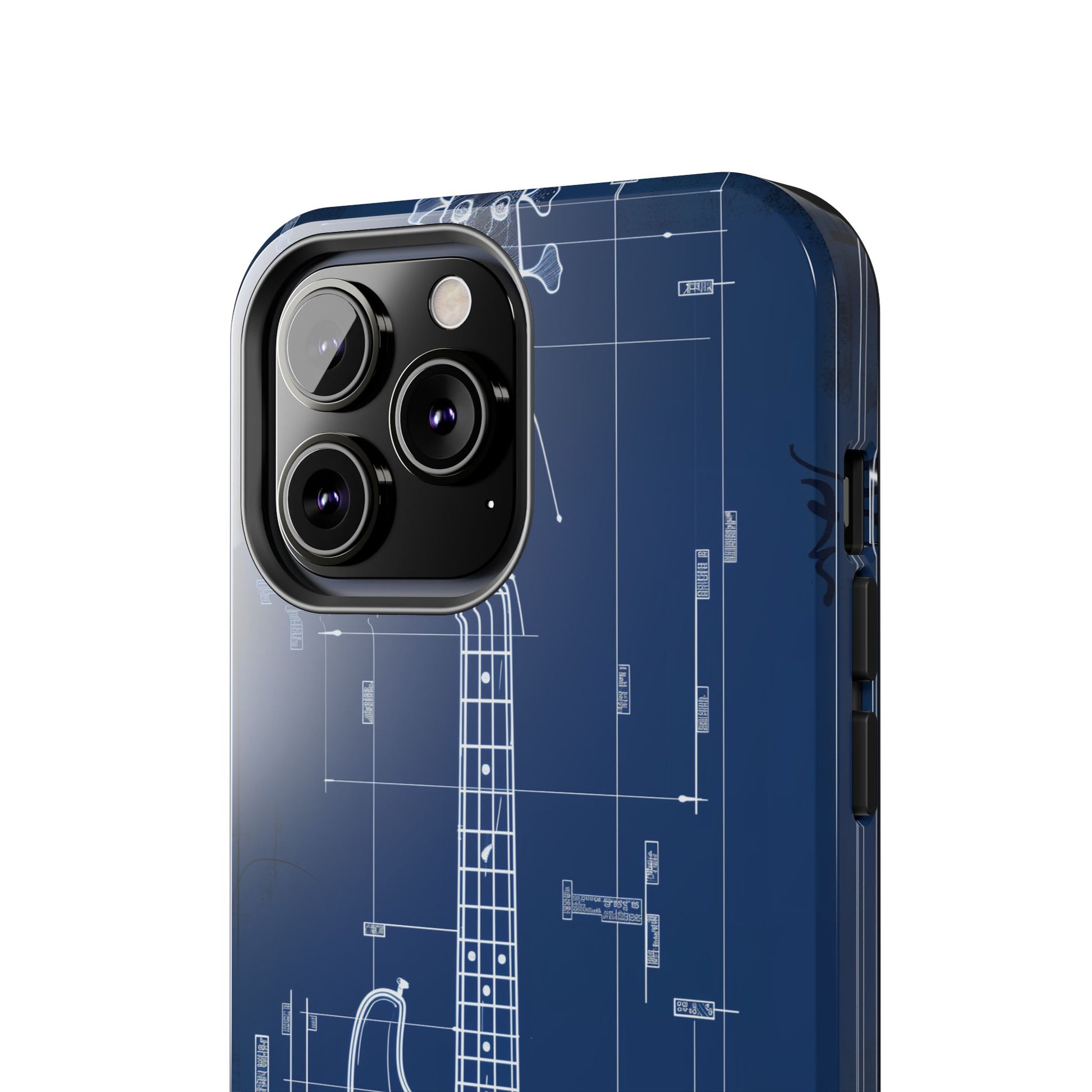 Guitar Phone Case Blueprint Schematic Vintage Custom Design Fender Gibson Rickenbacker Custom Rock Music Phone Accessories Musician Gift