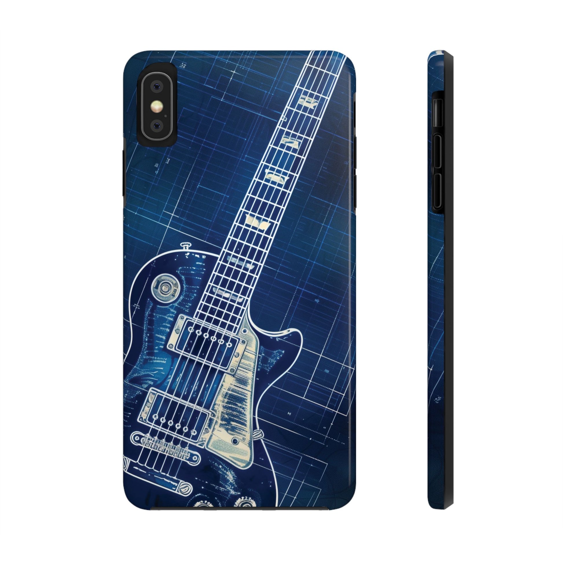 Guitar Phone Case, Guitar Blueprint iPhone Cover, Vintage Guitar Design, Custom iPhone Covers, Rock Music Phone Accessories, Musician Gift
