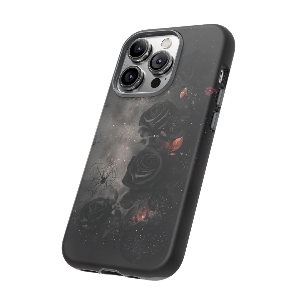 Gothic Floral Phone Case Dark Academia Black Roses Spider Webs Space Witchcraft Night Sky iPhone 13 14 15 16 Pro Max Galaxy Pixel