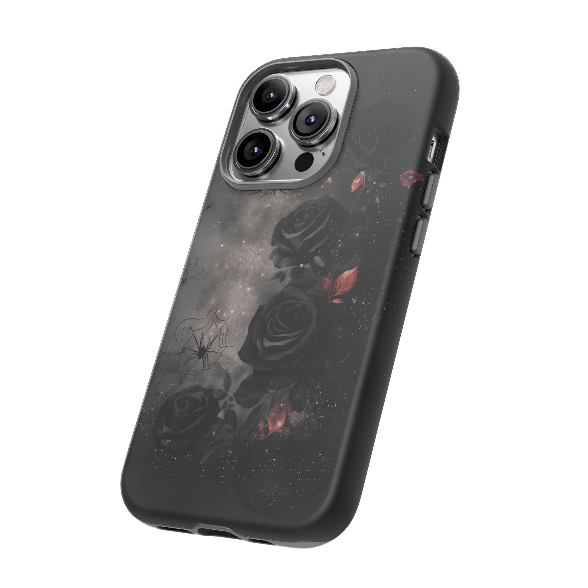 Gothic Floral Phone Case Dark Academia Black Roses Spider Webs Space Witchcraft Night Sky iPhone 13 14 15 16 Pro Max Galaxy Pixel