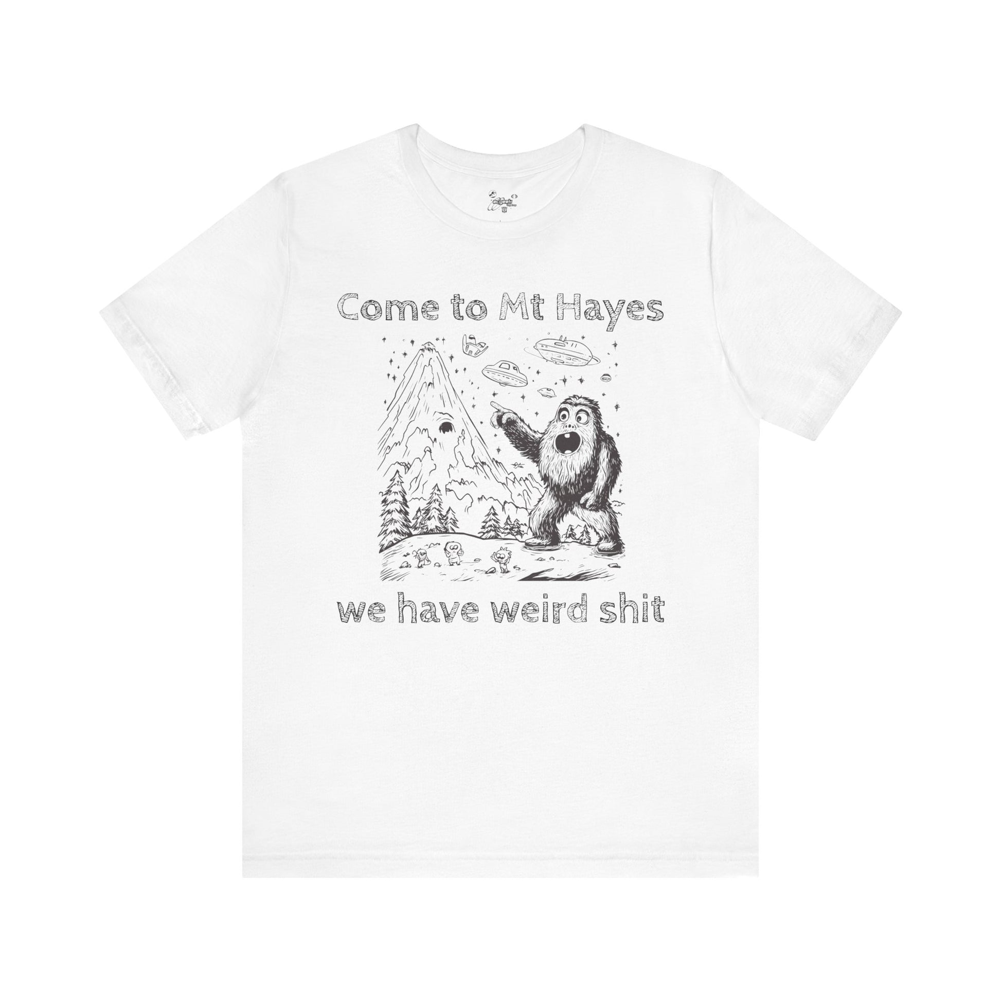 Alien Conspiracy Unisex Tee, Bigfoot Mountain Sketch Shirt, UFO Weird Stuff Tshirt, California Men's Top, Space Extraterrestrial Shirt