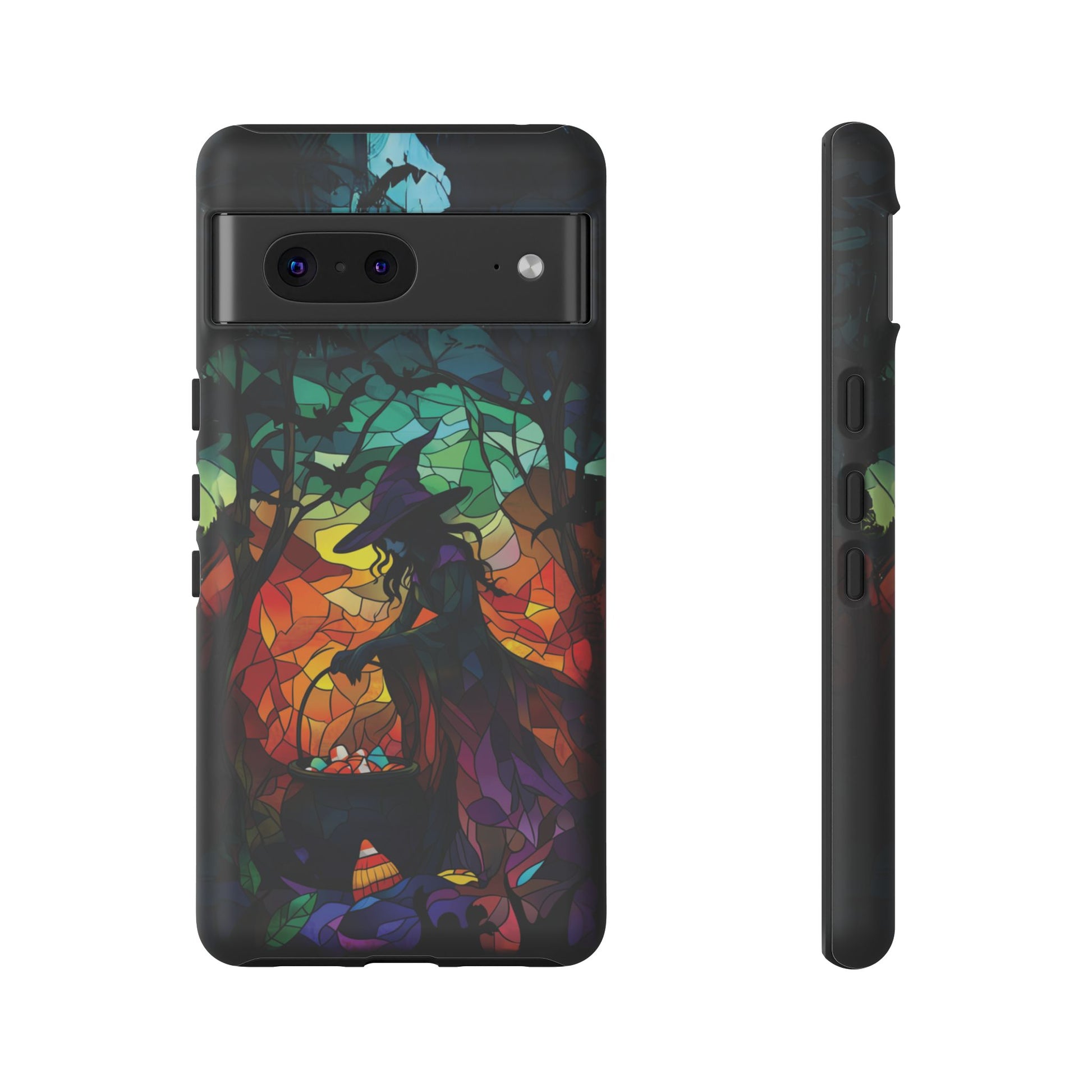 Halloween Witch Stained Glass Dark Academia Spooky Fall Witchy Pumpkin Bats Seasonal Fall Mosaic Case iPhone 13 14 15 16 Pro Max