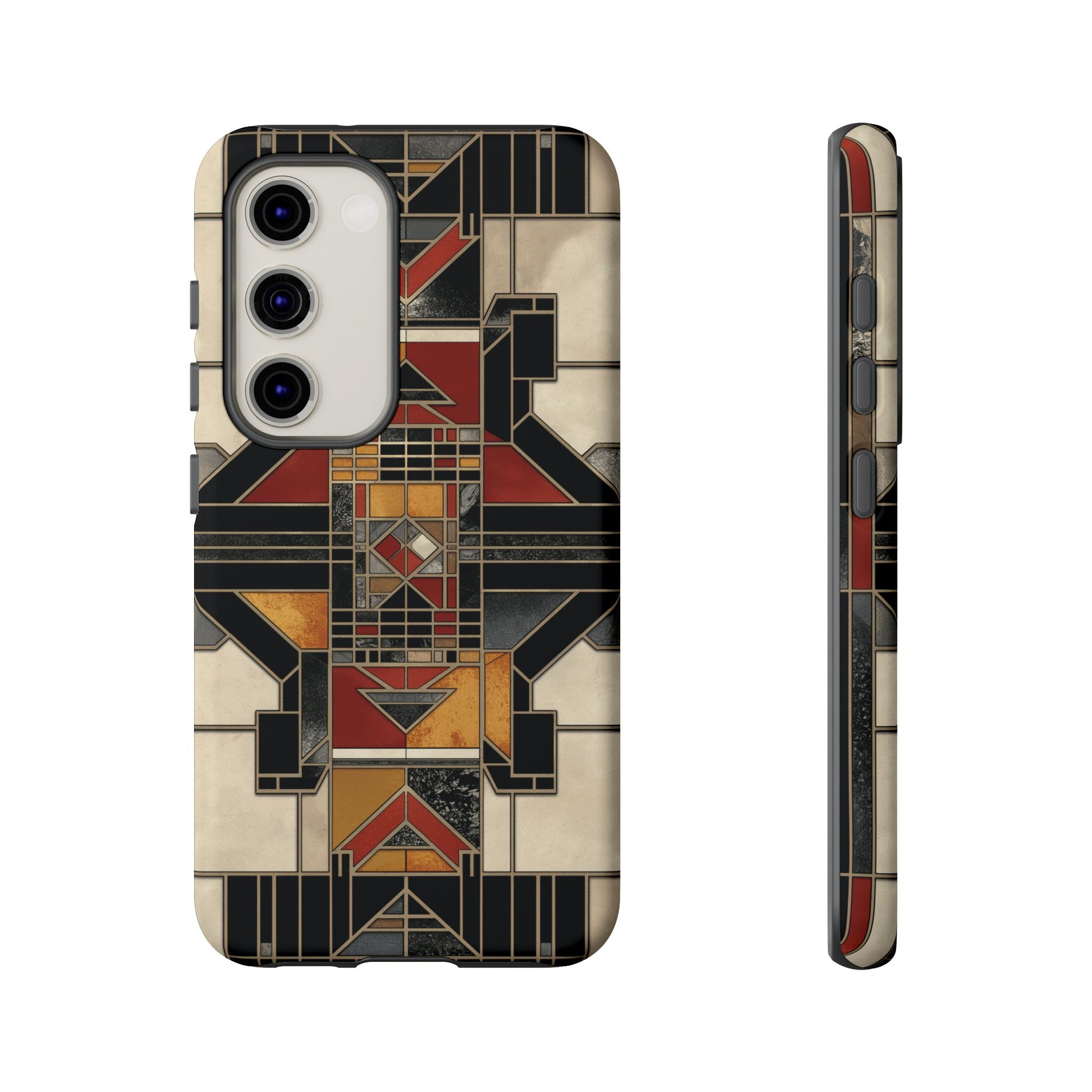 Stained Glass Art Deco Southwest Prairie Style Frank Lloyd Phone Case Geometric Marble Gold 13 14 15 16 iPhone Pro Max Galaxy Pixel