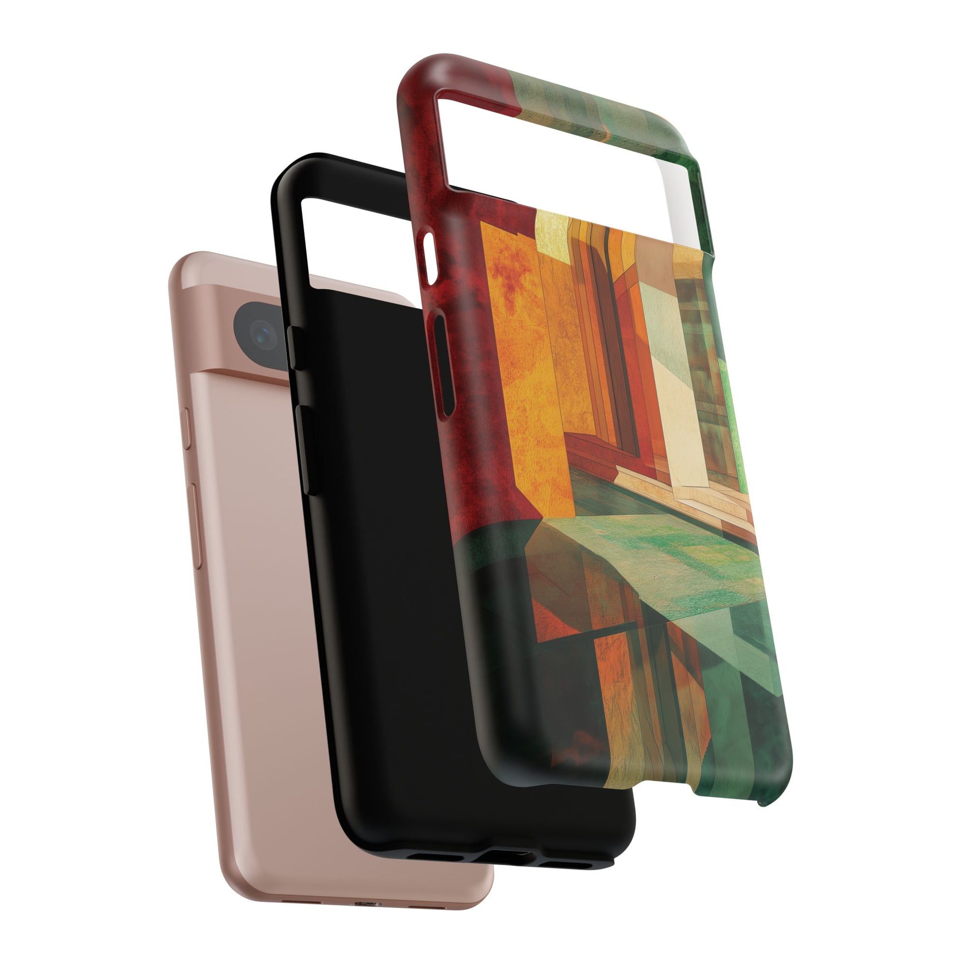 Art Deco Frank Lloyd Wright Inspired Usonian Phone Case Geometric Stained Glass Art Deco Marble Gold 13 14 15 16 iPhone Pro Max Galaxy Pixel