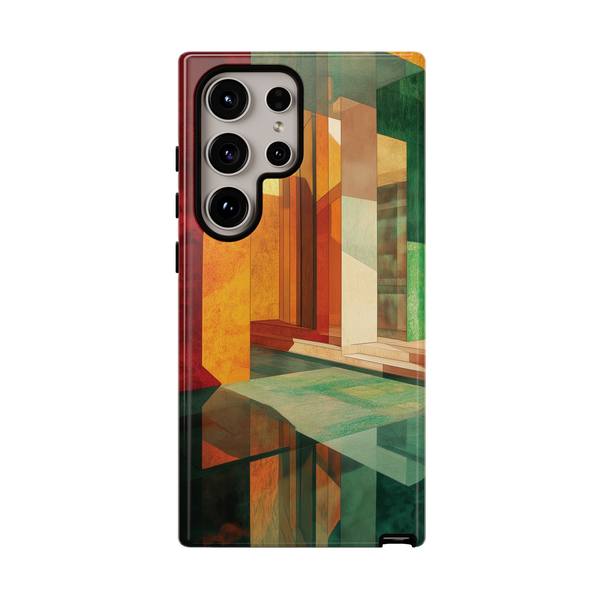 Art Deco Frank Lloyd Wright Inspired Usonian Phone Case Geometric Stained Glass Art Deco Marble Gold 13 14 15 16 iPhone Pro Max Galaxy Pixel