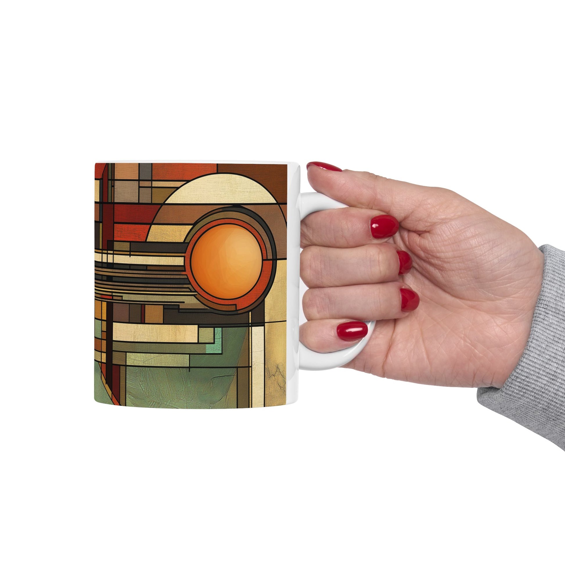 Frank Lloyd Wright Prairie Style Coffee Mug | 11oz Ceramic | Usonian Geometric Design