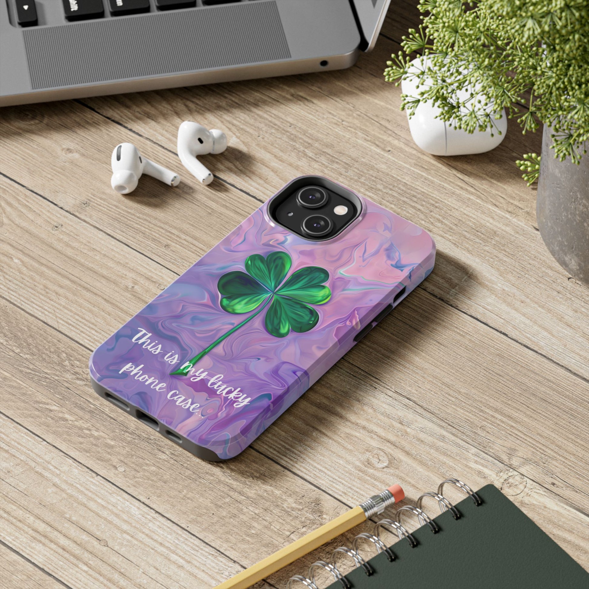 St Patrick's Day Lucky Phone Case Four Leaf Clover Durable Phone Case Good Luck Charm Protective iPhone 13 14 15 16 Pro Max Plus Galaxy