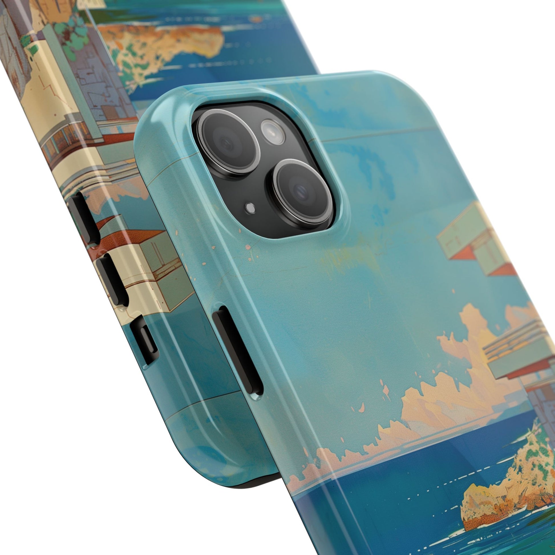 Retro Beach Scene Phone Case, Vintage Tropical Ocean iPhone Case, Summer Beach Phone Cover for iPhone, iphone 15 pro max