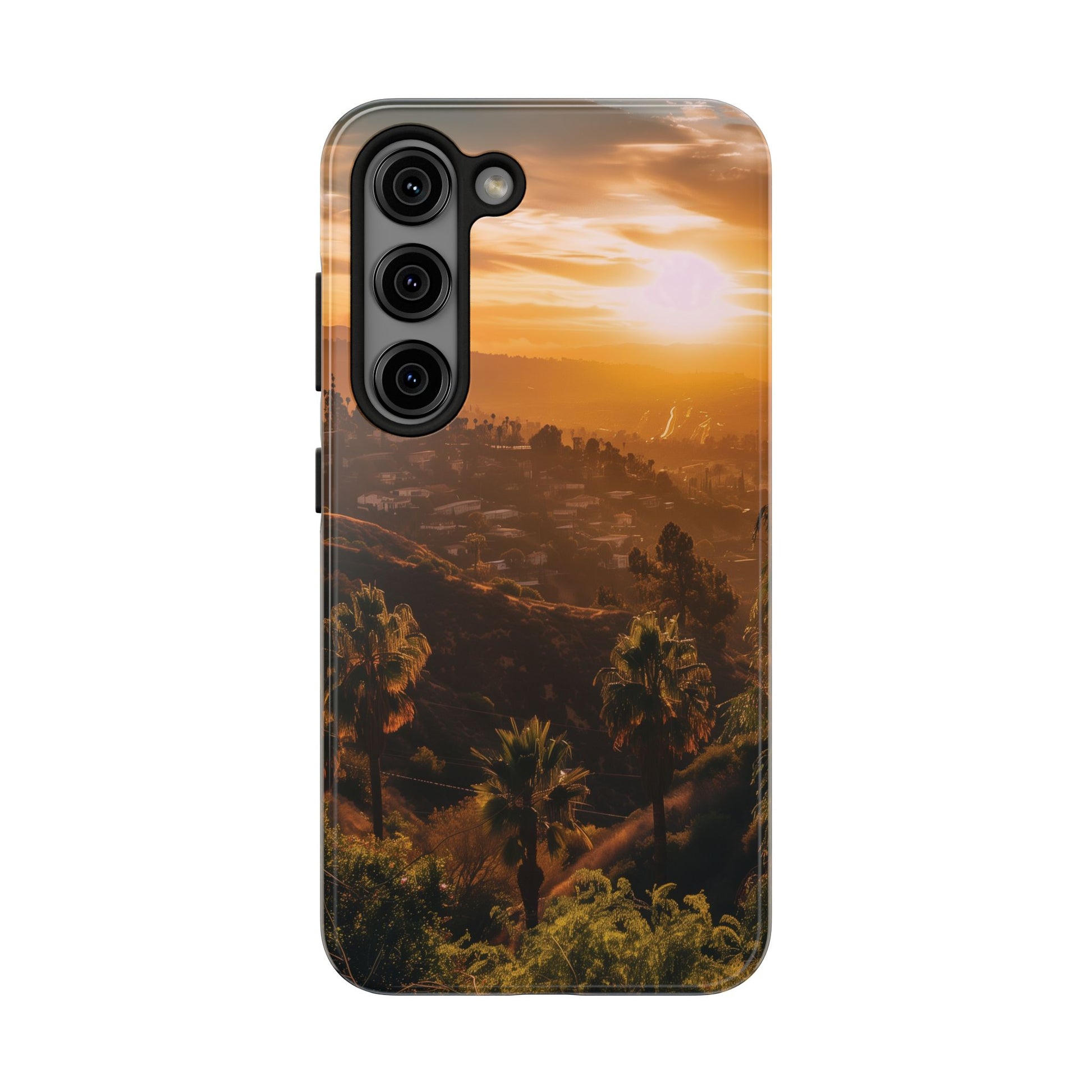 Los Angeles Sunset iPhone Case, Golden Hour Scenic View, Hollywood Hills Sunset Phone Case, Palm Trees Phone Case, iphone 15 pro max case