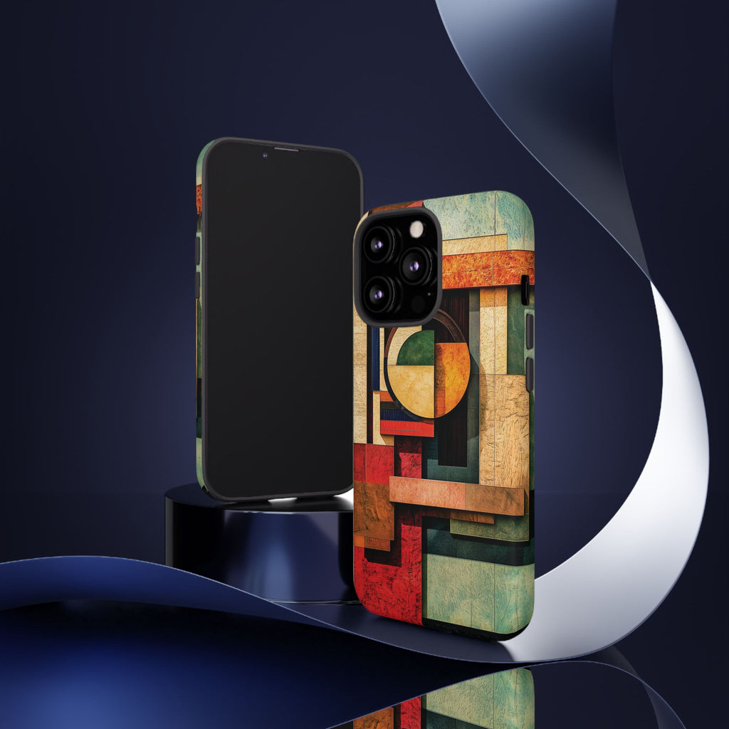 Tan Prairie Style Frank Lloyd Wright Usonian Phone Case Geometric Stained Glass Art Deco Marble Gold 13 14 15 16 iPhone Pro Max Galaxy Pixel