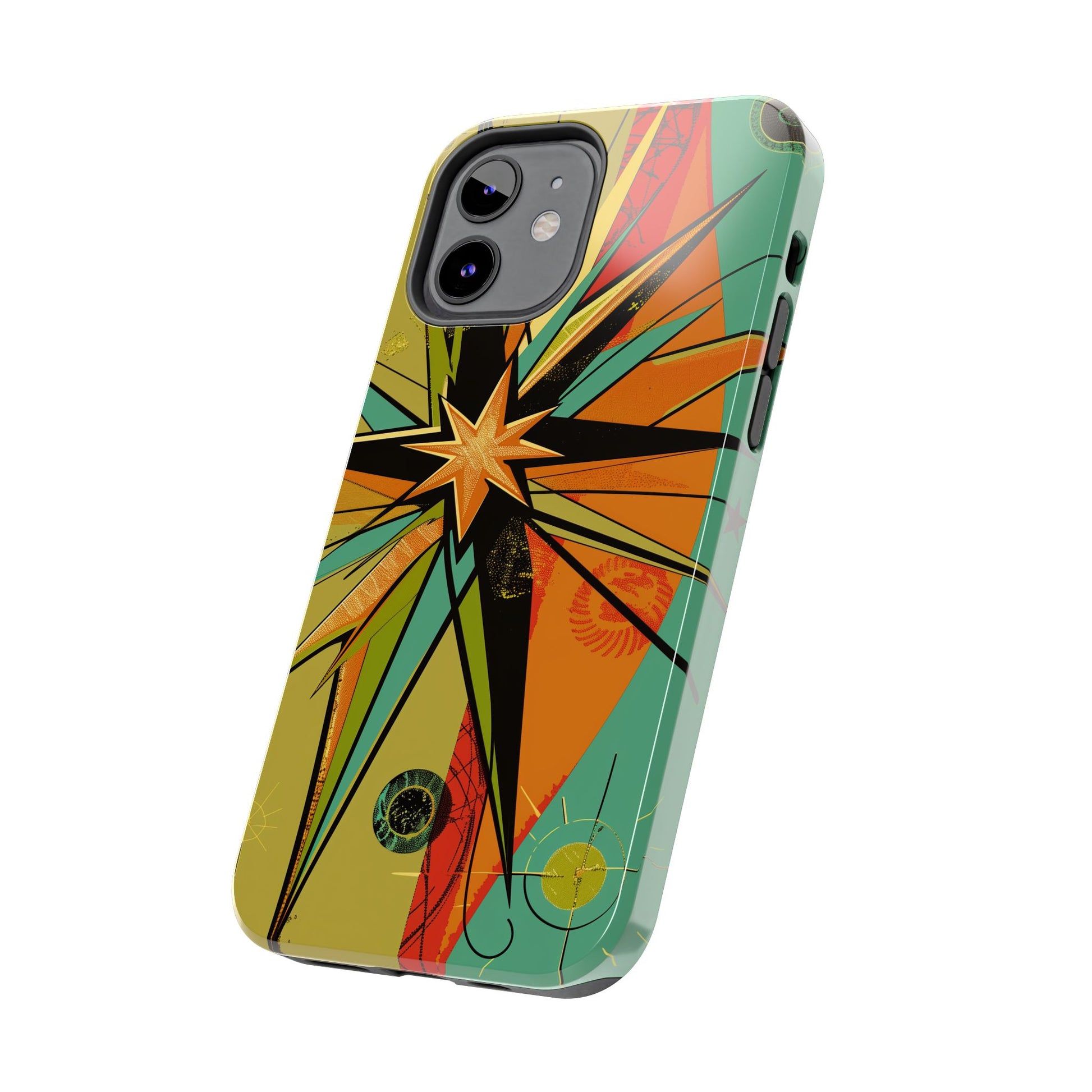 Mid Century Modern Star Design Phone Case, Earth Tone Colors, Retro Style Smartphone Cover, Vintage Phone Case, iPhone 14 Case, Apple iPhone