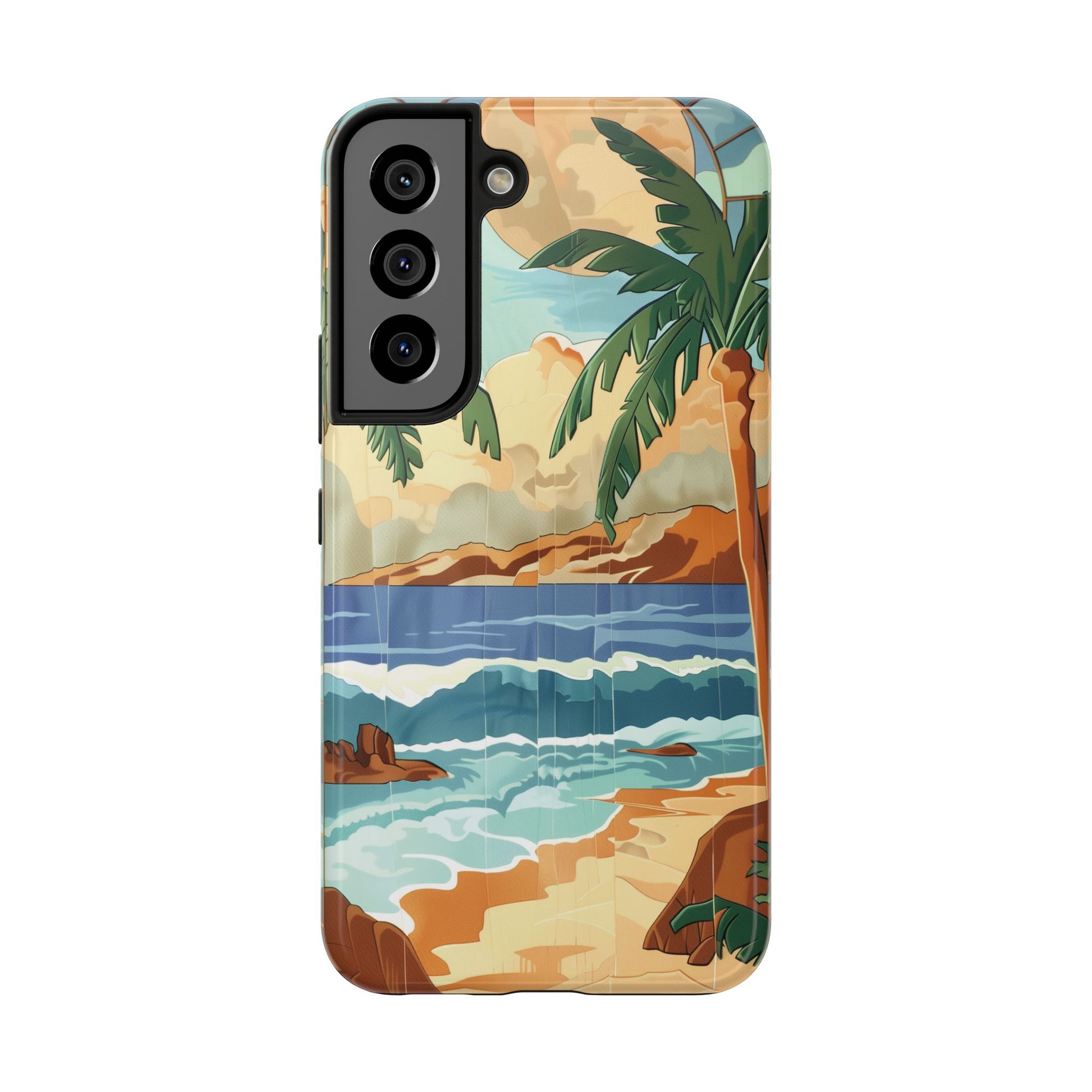 Retro Beach Scene Phone Case, Vintage Tropical Ocean iPhone Case, Summer Beach Phone Cover for iPhone, iphone 15 pro max