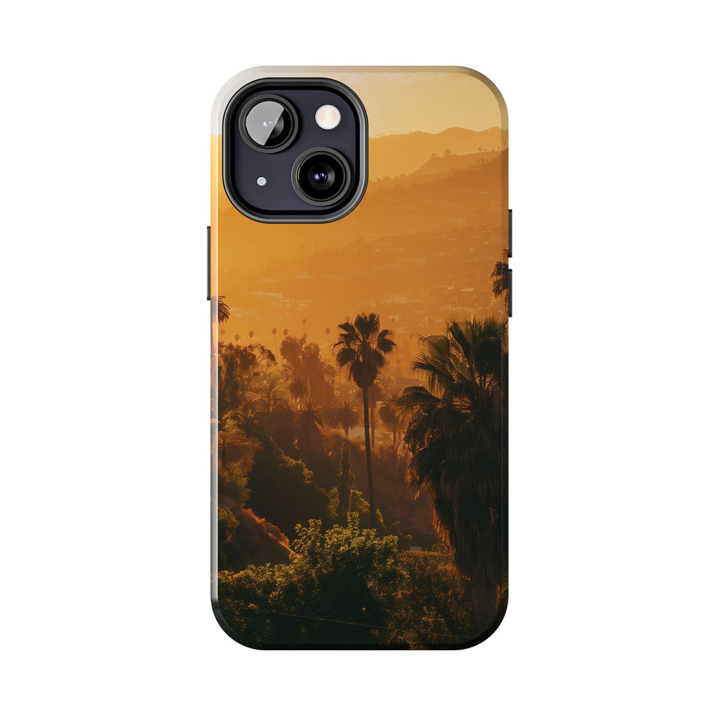 Los Angeles Sunset iPhone Case, Golden Hour Scenic View, Hollywood Hills Sunset Phone Case, Palm Trees Phone Case, iphone 15 pro max case