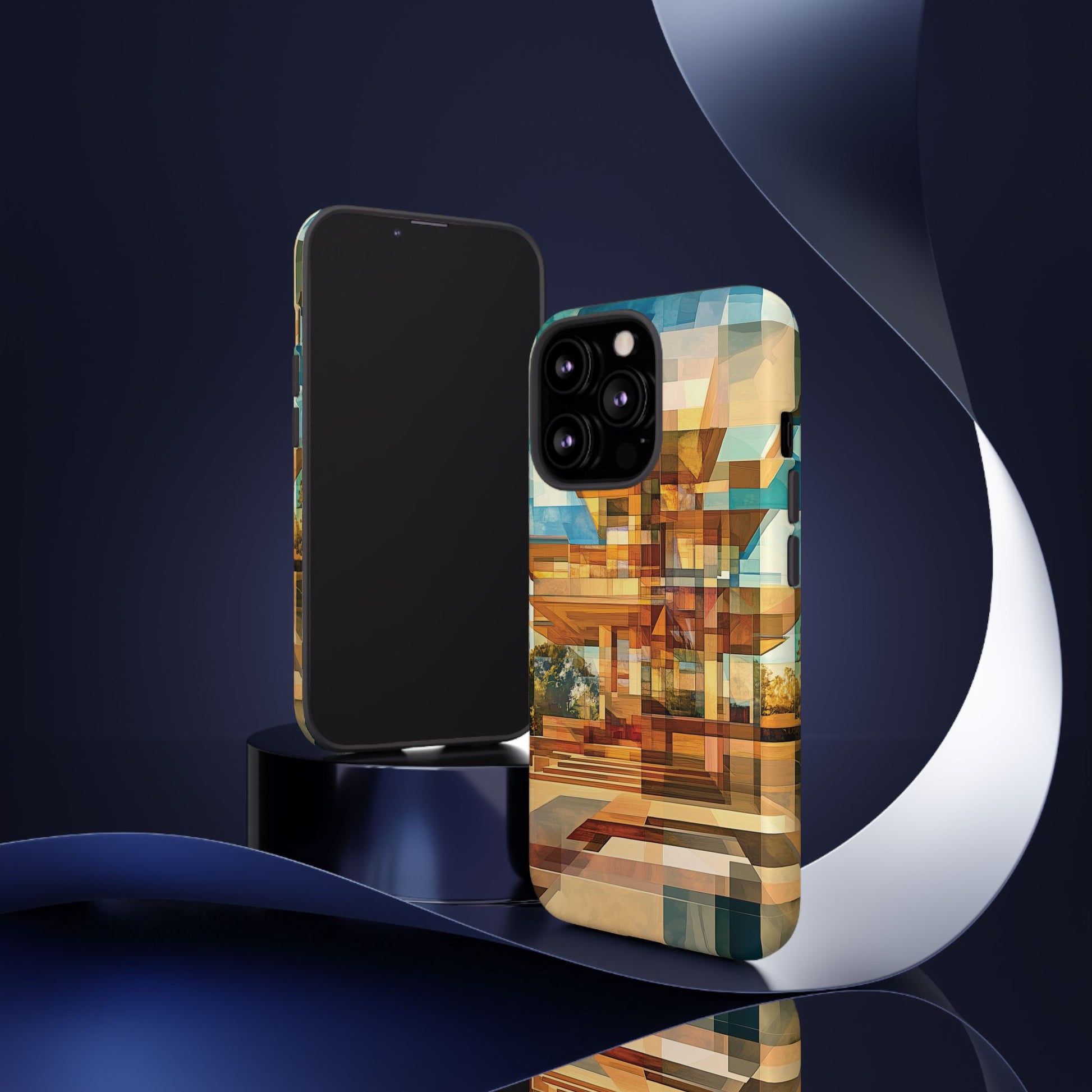 Frank Lloyd Wright Inspired Prairie Usonian Phone Case Geometric Stained Glass Art Deco Marble Gold 13 14 15 16 iPhone Pro Max Galaxy Pixel