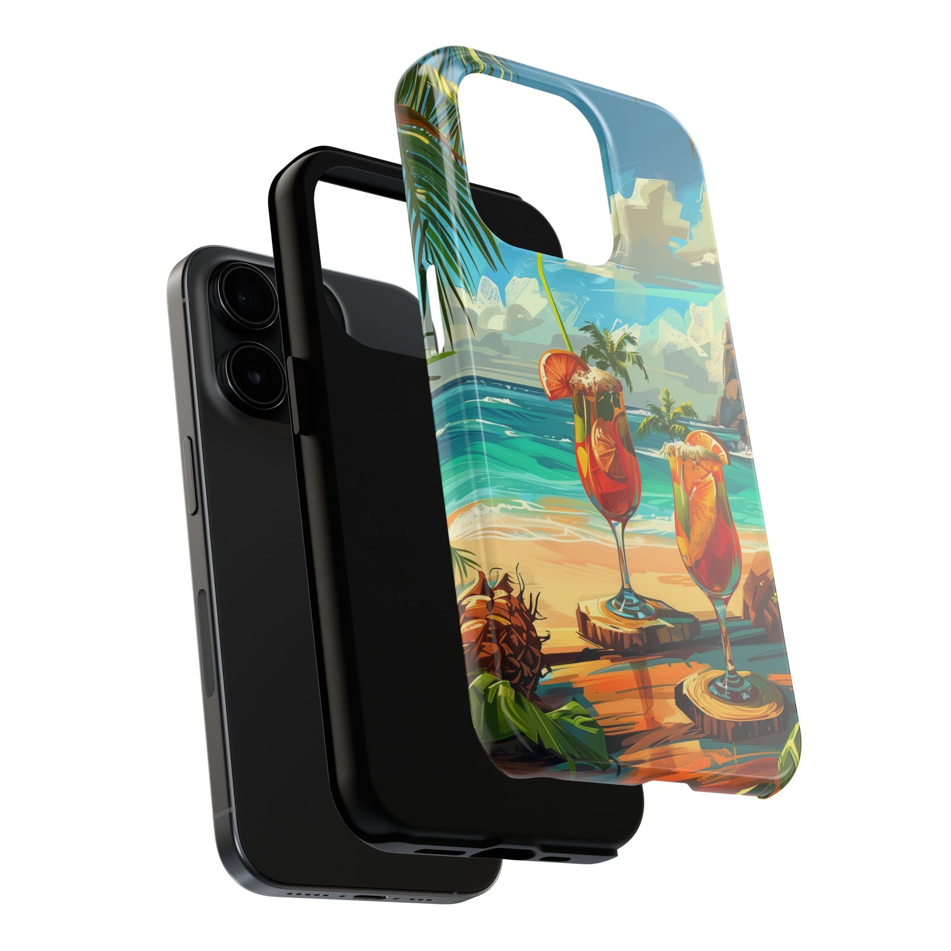 Retro Beach Scene Phone Case, Vintage Tropical Ocean iPhone Case, Summer Beach Phone Cover for iPhone, iphone 15 pro max