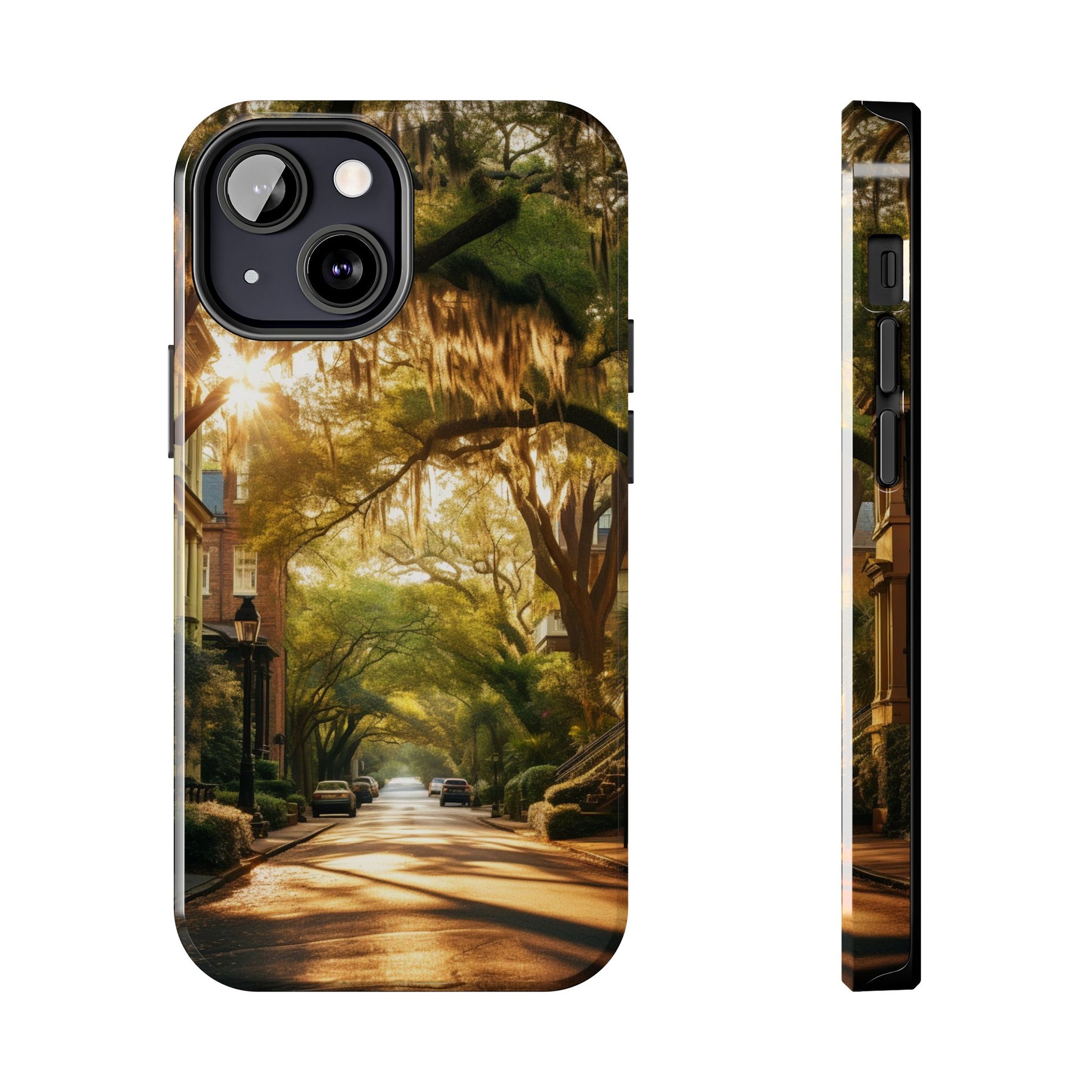 Historic Savannah Georgia Street Scene Phone Case - Unique Protective Cover for iPhone Models, Perfect Souvenir or Gift