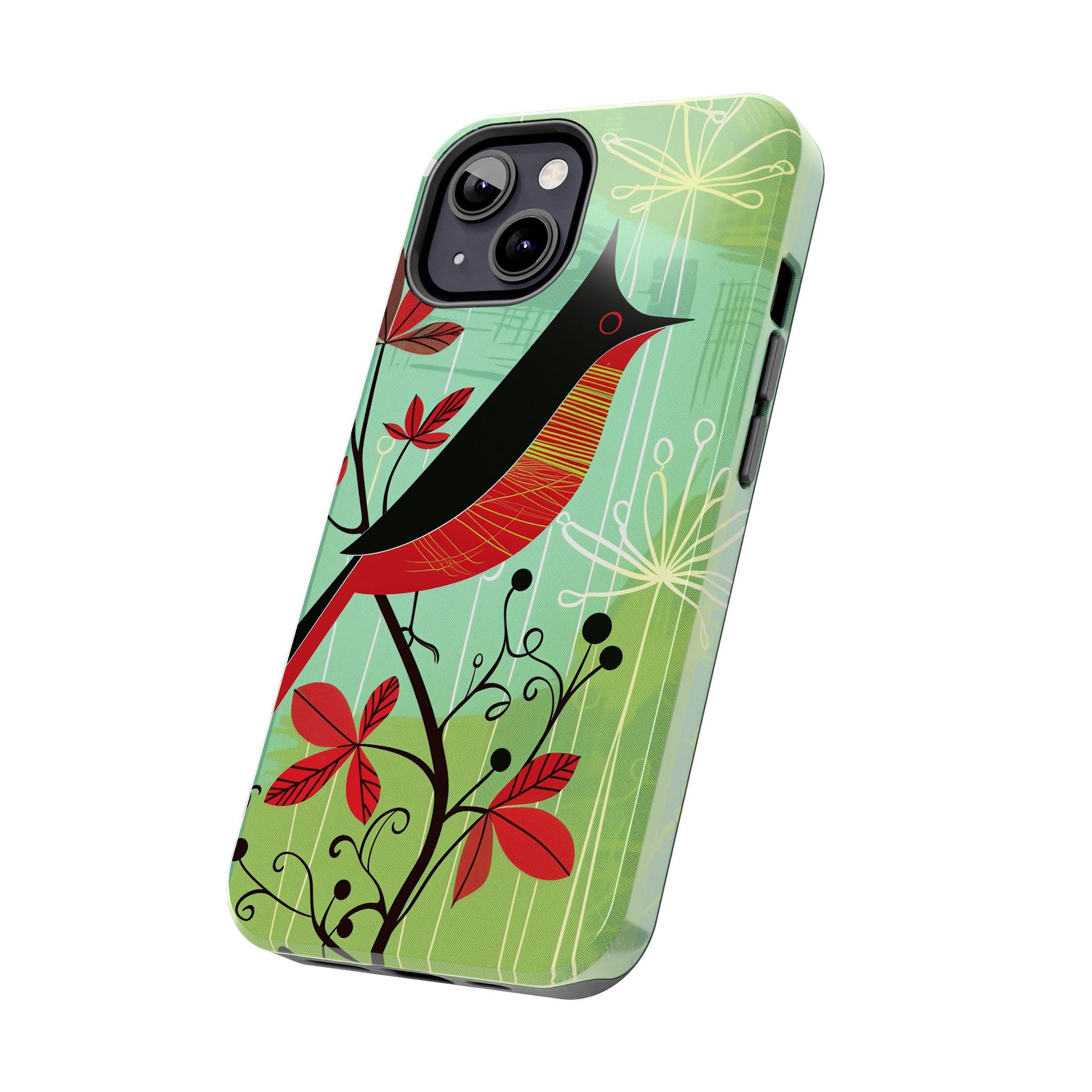 Mid Century Modern Animal Phone Case, Atomic Birds, Bird Iphone Case,Earth Tone Colors, Retro Style Smartphone Cover, iphone 14 Case, Apple
