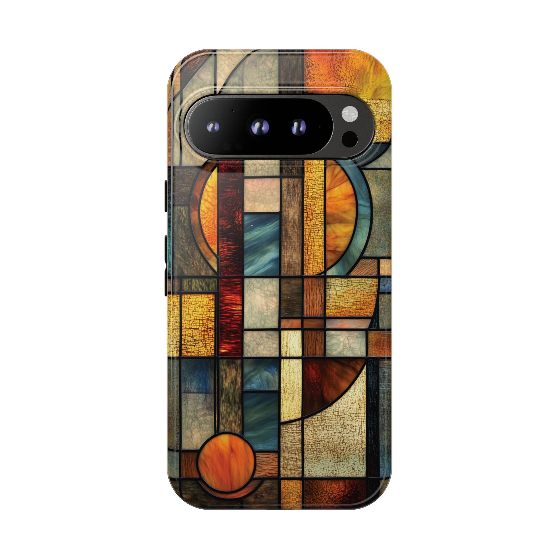 Art Deco Mosaic Stained Glass Phone Case Frank Lloyd Wright Cottage Core Usonian Prairie Style Geometric Stylish  iPhone 14 15 16 Pro