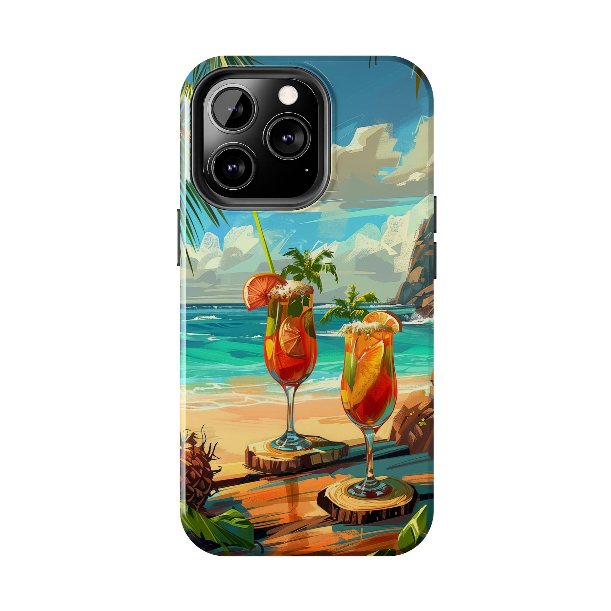 Retro Beach Scene Phone Case, Vintage Tropical Ocean iPhone Case, Summer Beach Phone Cover for iPhone, iphone 15 pro max