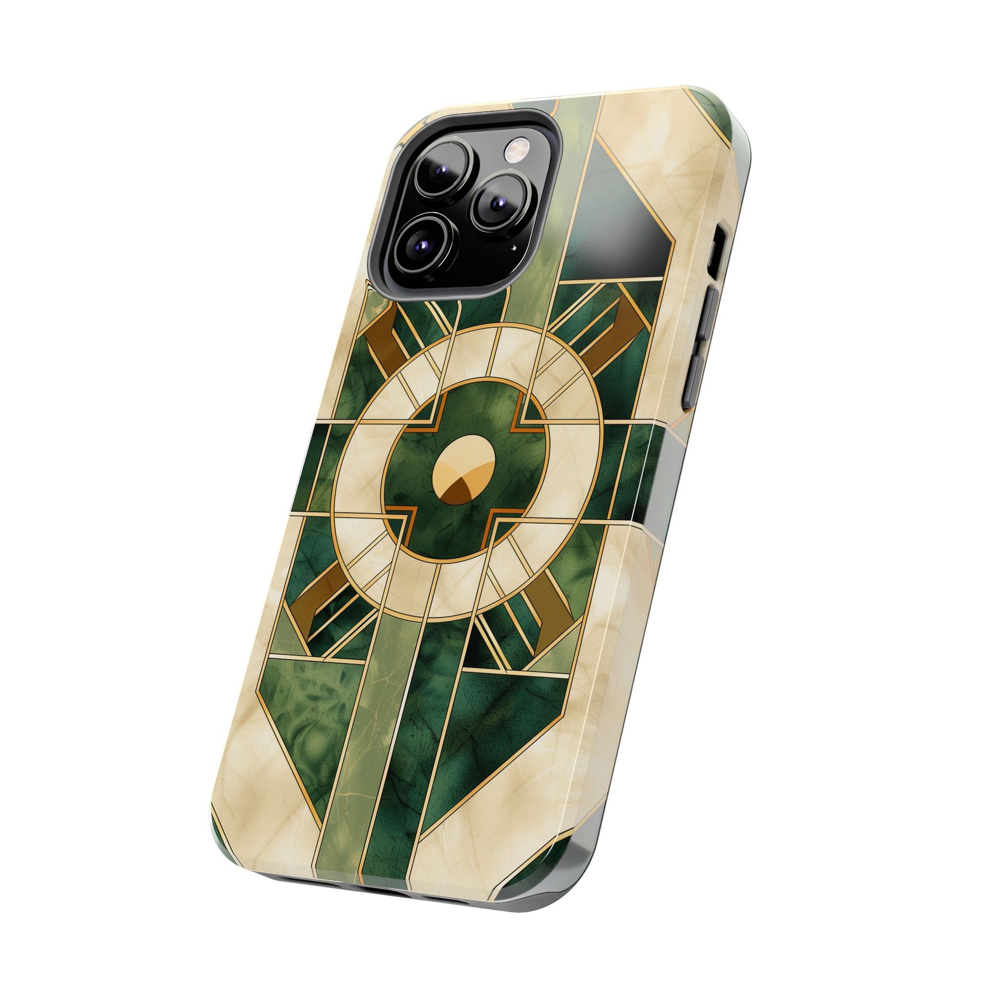 Green Frank Lloyd Wright Inspired Phone Case - Geometric Elegance for iPhone Models