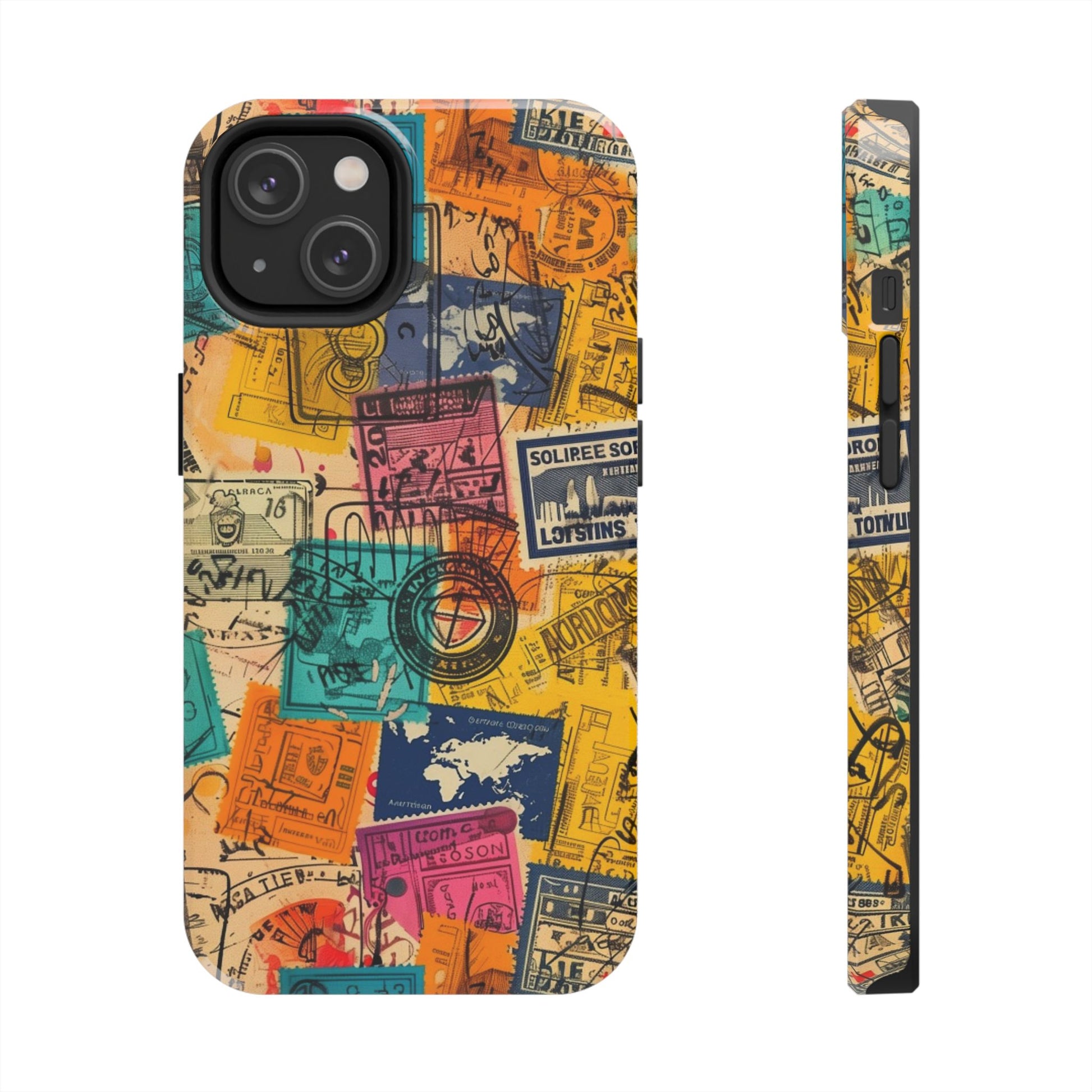 Travel Stamps Tough Case - Durable iPhone case Vintage Travel Stamps Design - Adventure Inspired Case - Protective Global Destination Prints