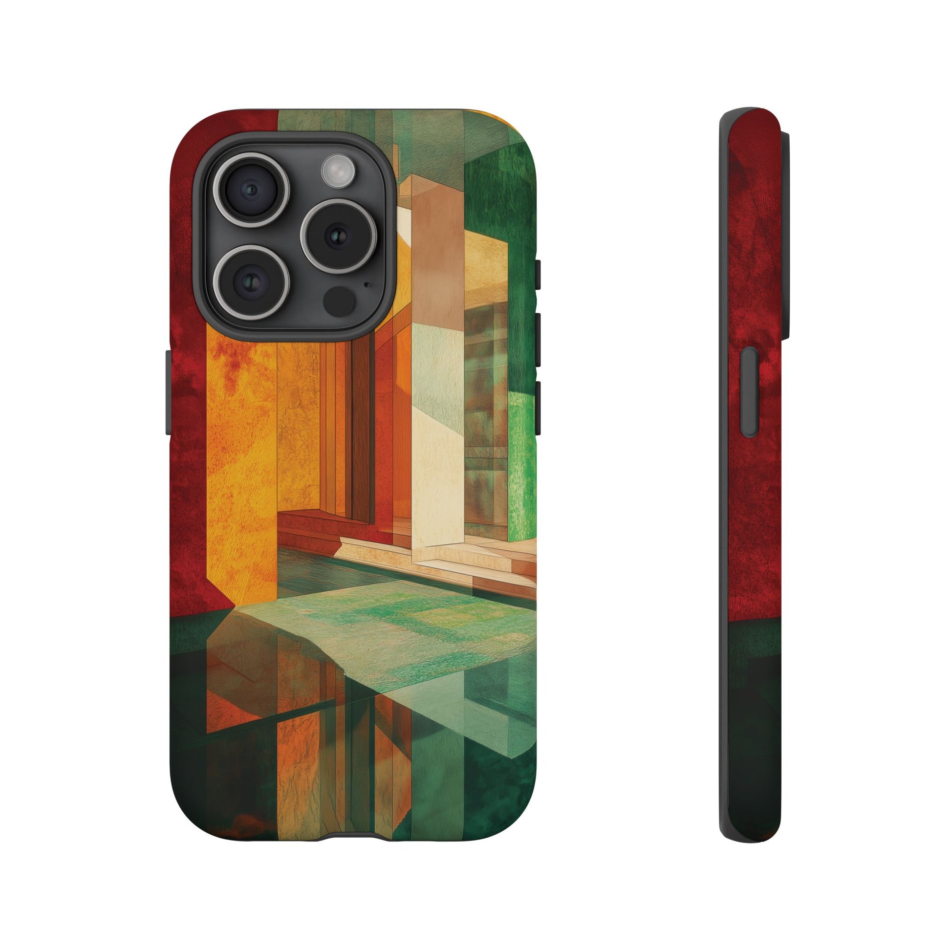Art Deco Frank Lloyd Wright Inspired Usonian Phone Case Geometric Stained Glass Art Deco Marble Gold 13 14 15 16 iPhone Pro Max Galaxy Pixel