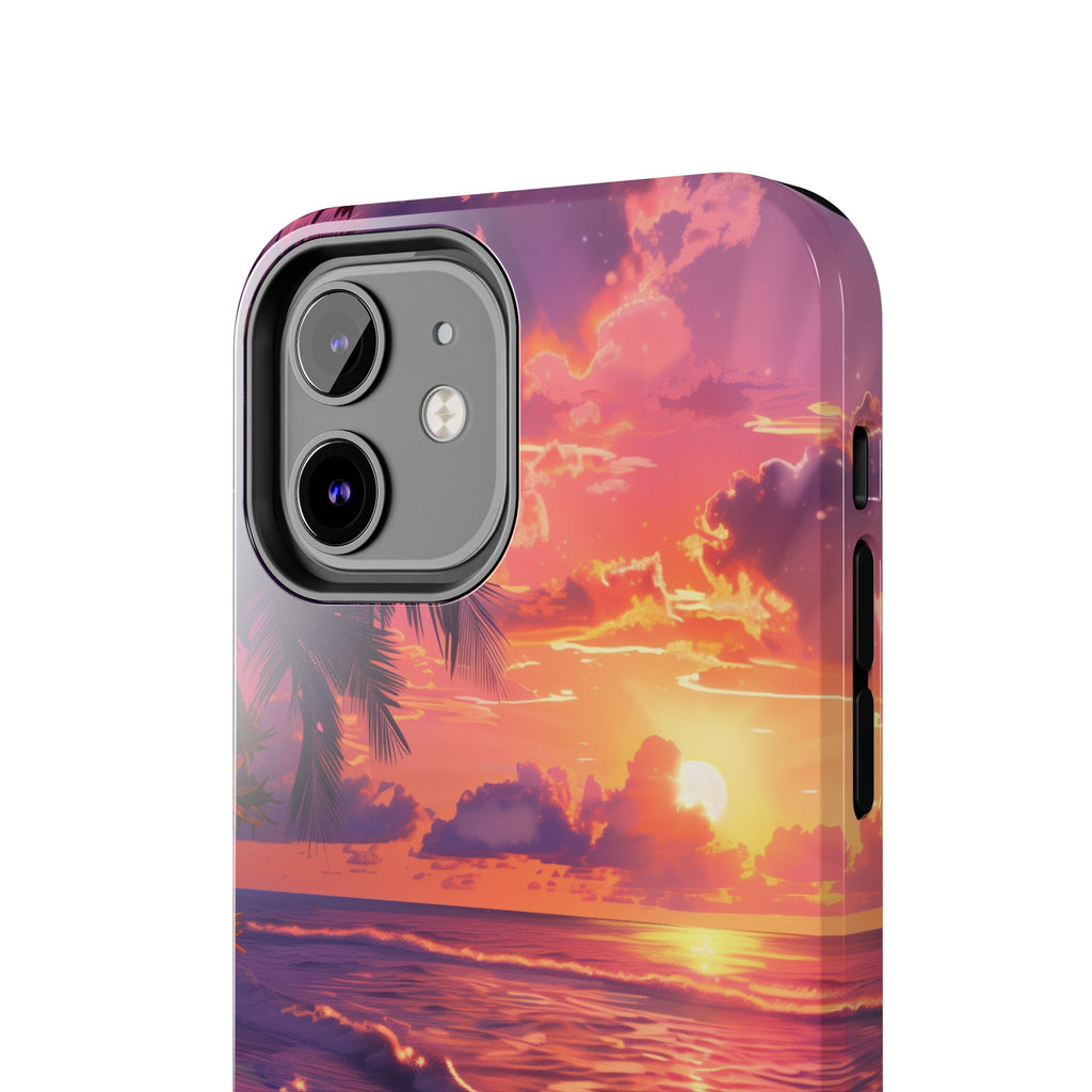 Tough Beach Scene Sunrise - Durable Case Lisa Frank Inspired Beach Art - Vibrant Beach Design - Colorful Phone Case for Beach Lovers
