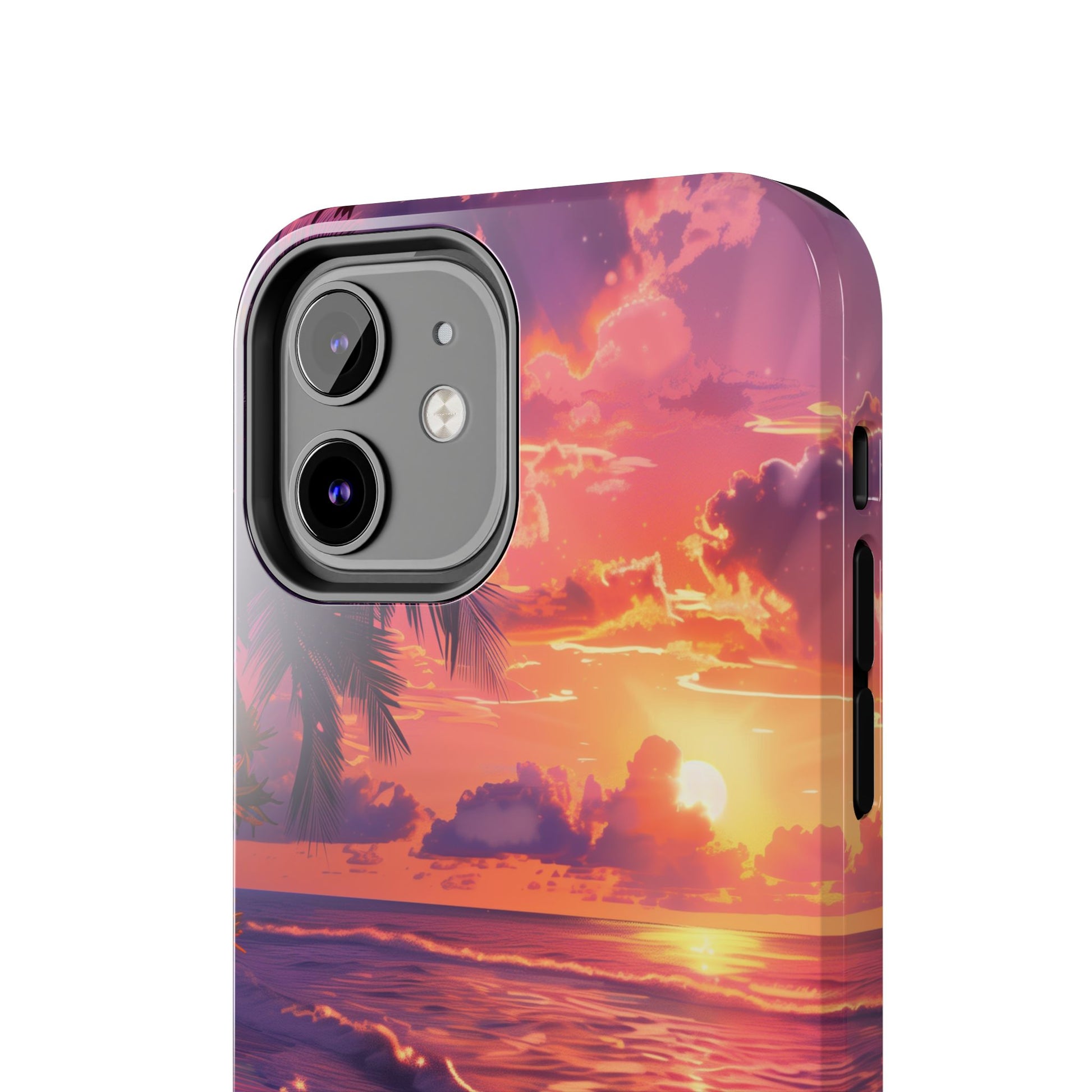Tough Beach Scene Sunrise - Durable Case Lisa Frank Inspired Beach Art - Vibrant Beach Design - Colorful Phone Case for Beach Lovers