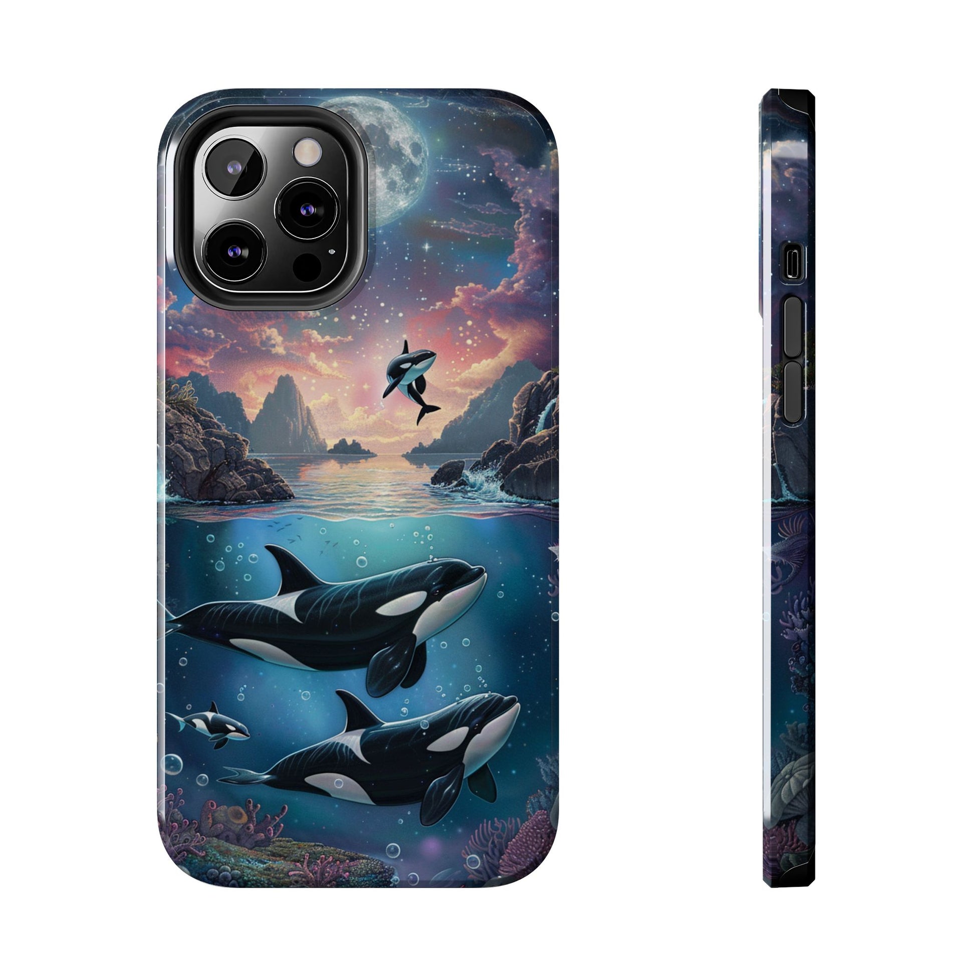 Orca Killer Whales Phone Case Night Sky Space Stars Artwork Wayland Frank Ocean Life Durable and Mesmerizing iPhone 14 15 16 Pro Max Galaxy