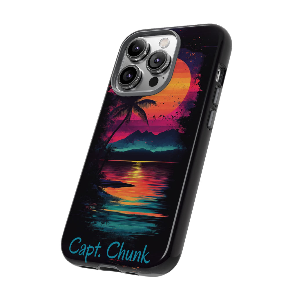 Custom Personalized Retro Palm Tree Sunset Phone Case iPhone 14 15 16 Pro Max Galaxy S24 Google Pixel Mountain Beach Fantasy Surfing Neon