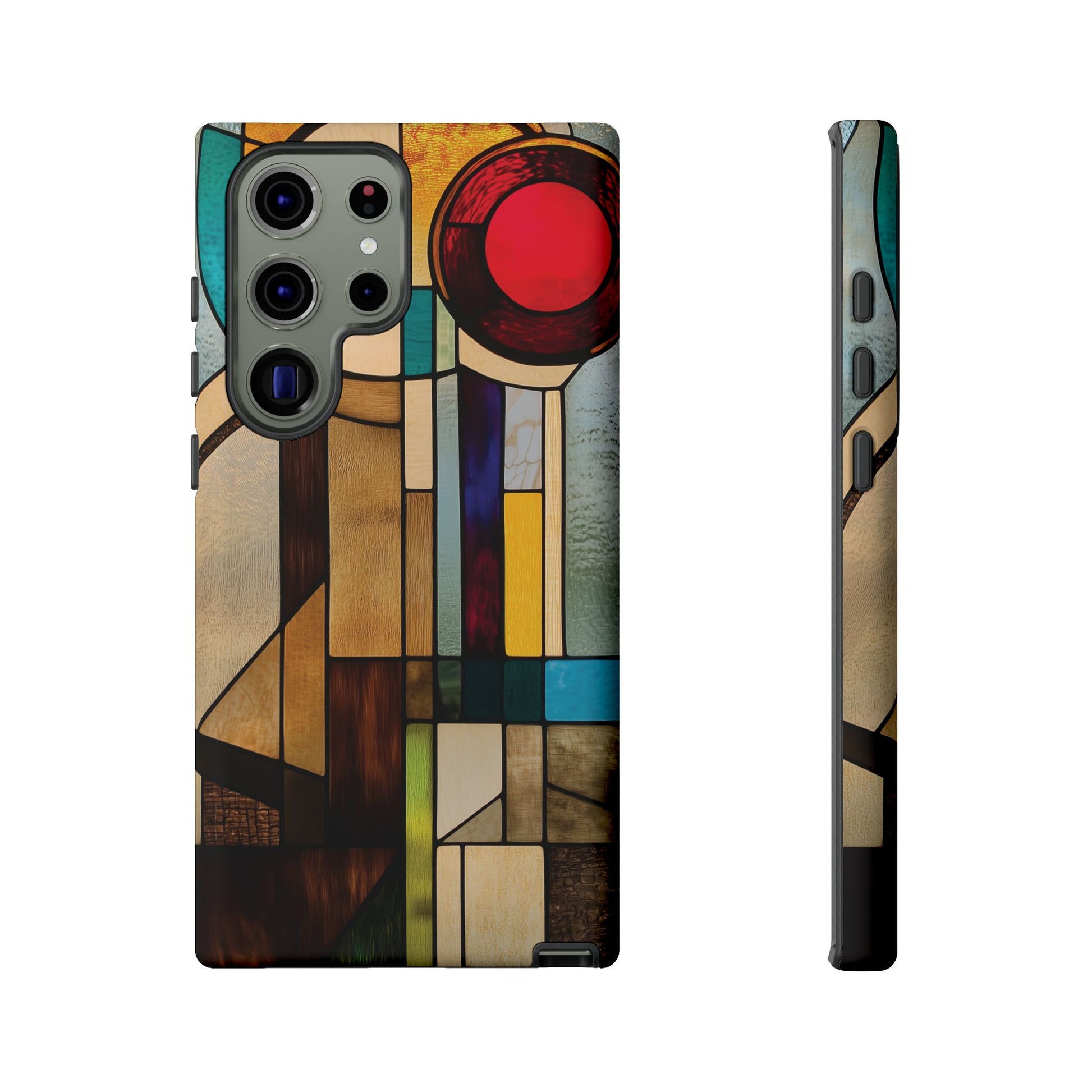 Stained Art Deco Glass Phone Case Frank Lloyd Wright Cottage Core Usonian Prairie Style Geometric Stylish  iPhone 14 15 16 Pro