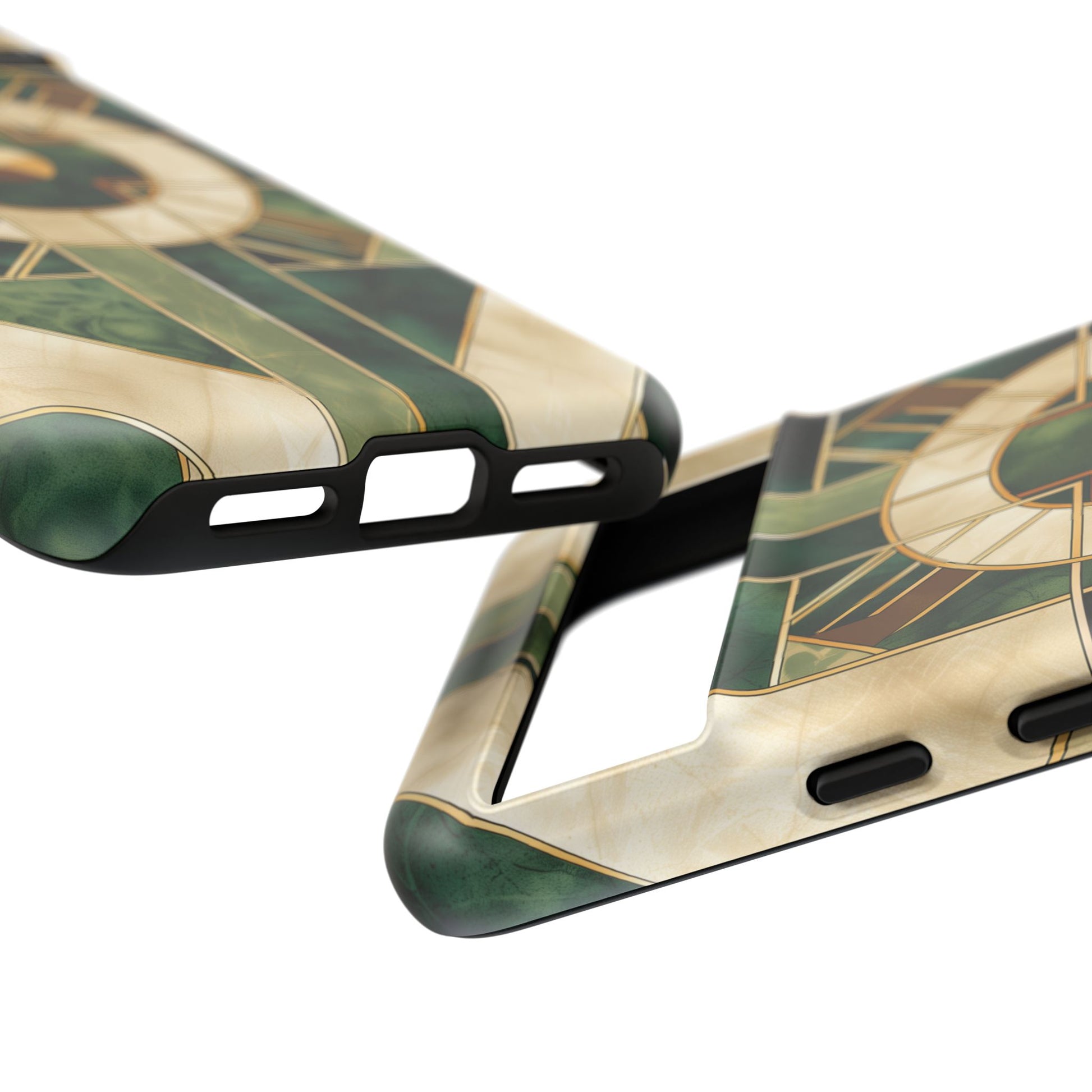 Green Frank Lloyd Wright Inspired Phone Case Geometric Elegance Stained Glass Art Deco Marble Gold 13 14 15 16 iPhone Pro Max Galaxy Pixel