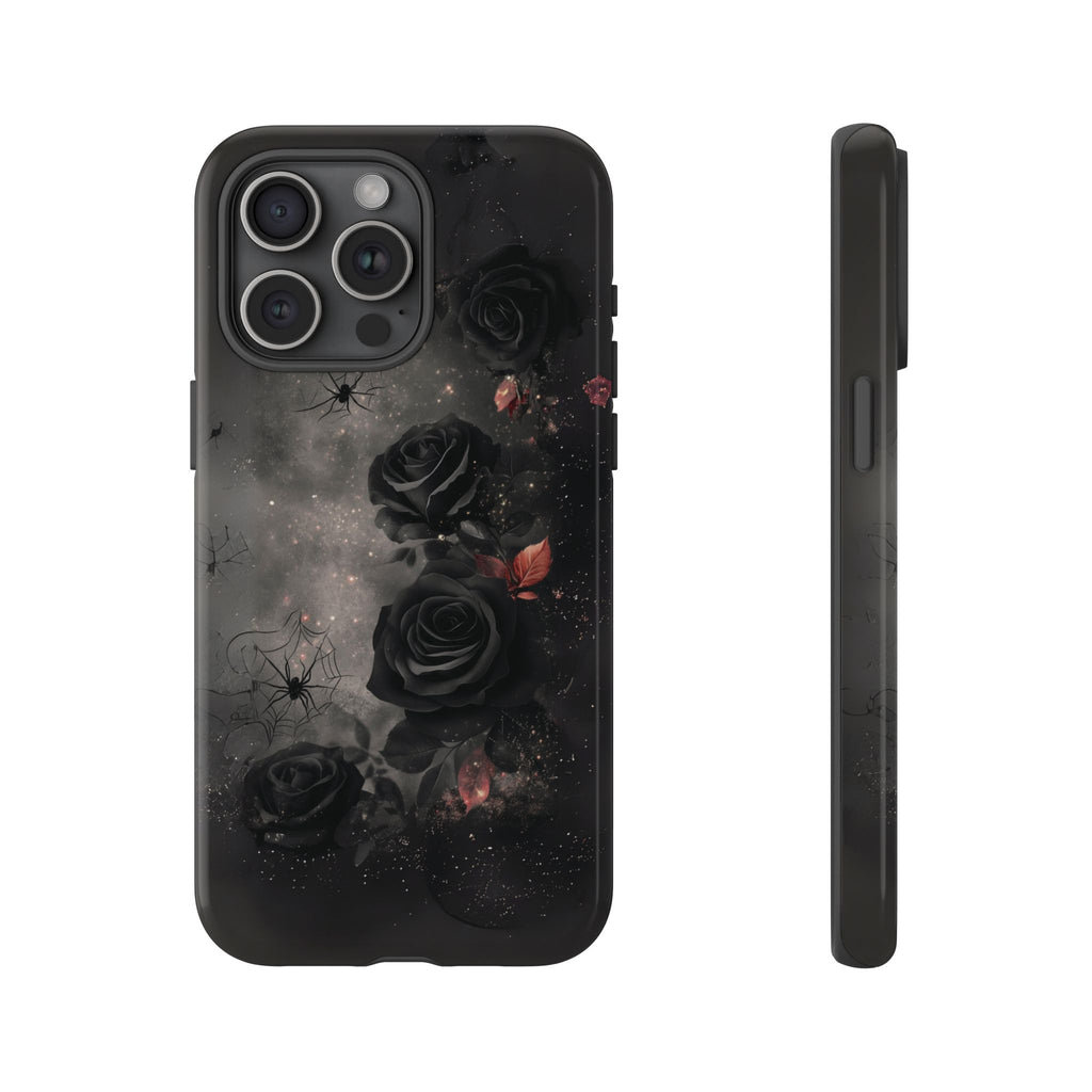 Gothic Floral Phone Case Dark Academia Black Roses Spider Webs Space Witchcraft Night Sky iPhone 13 14 15 16 Pro Max Galaxy Pixel