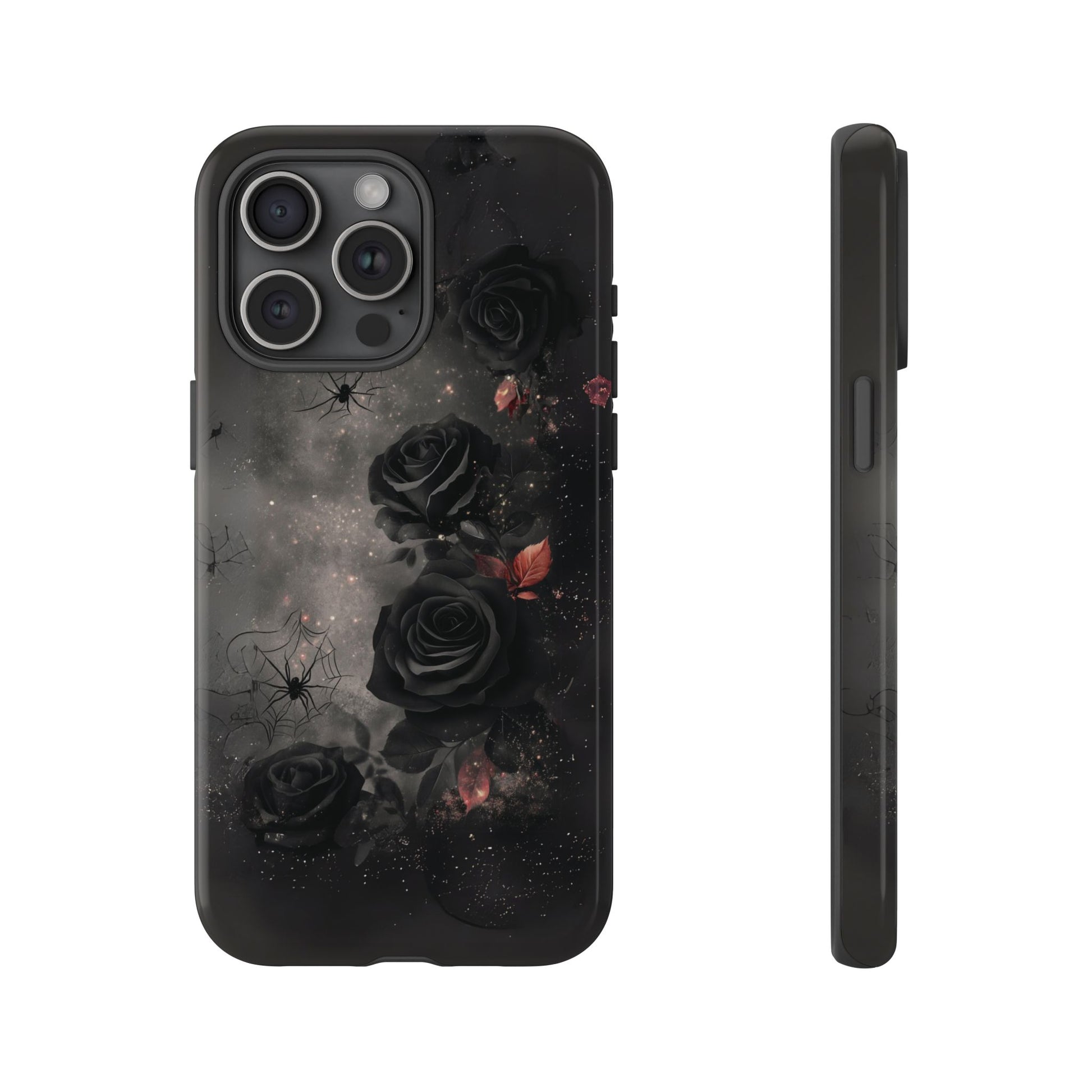 Gothic Floral Phone Case Dark Academia Black Roses Spider Webs Space Witchcraft Night Sky iPhone 13 14 15 16 Pro Max Galaxy Pixel