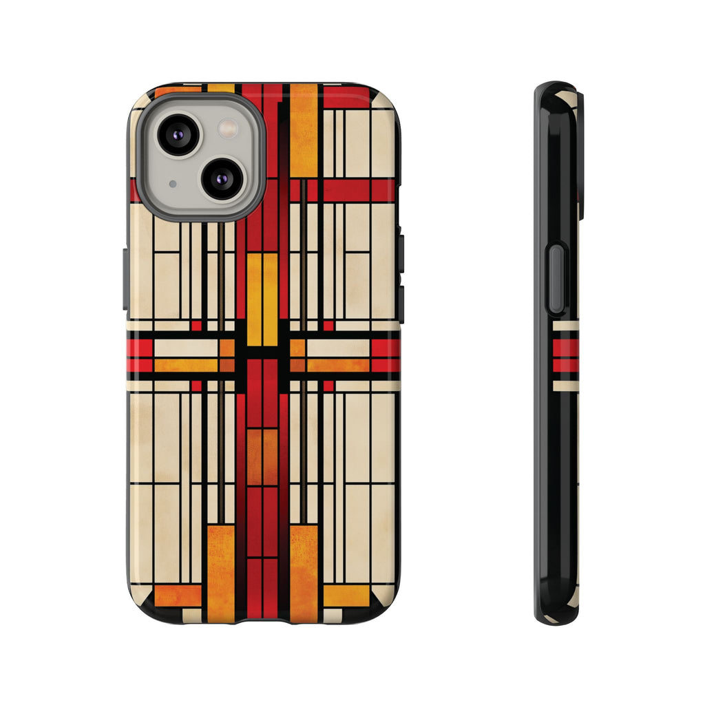 Art Deco Frank Lloyd Wright Stained Glass Southwest Phone Case Geometric Marble Gold 13 14 15 16 iPhone Pro Max Galaxy Pixel