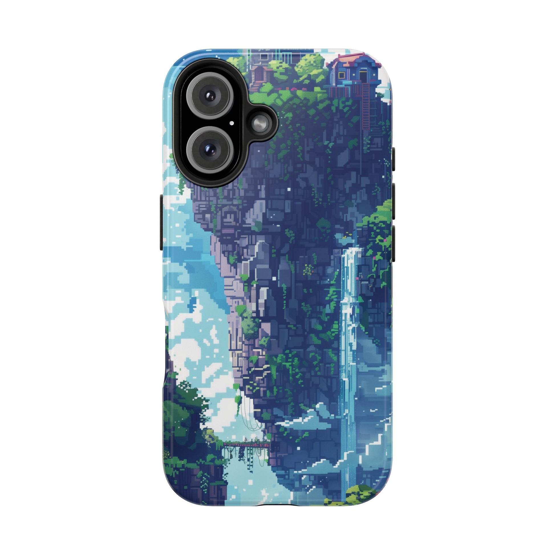 Pixel Art Video Game Landscapes Phone Case, Retro Gaming Pixelated Design, Geeky Gamer Phone Cover, Unique Video Game Art Accessories