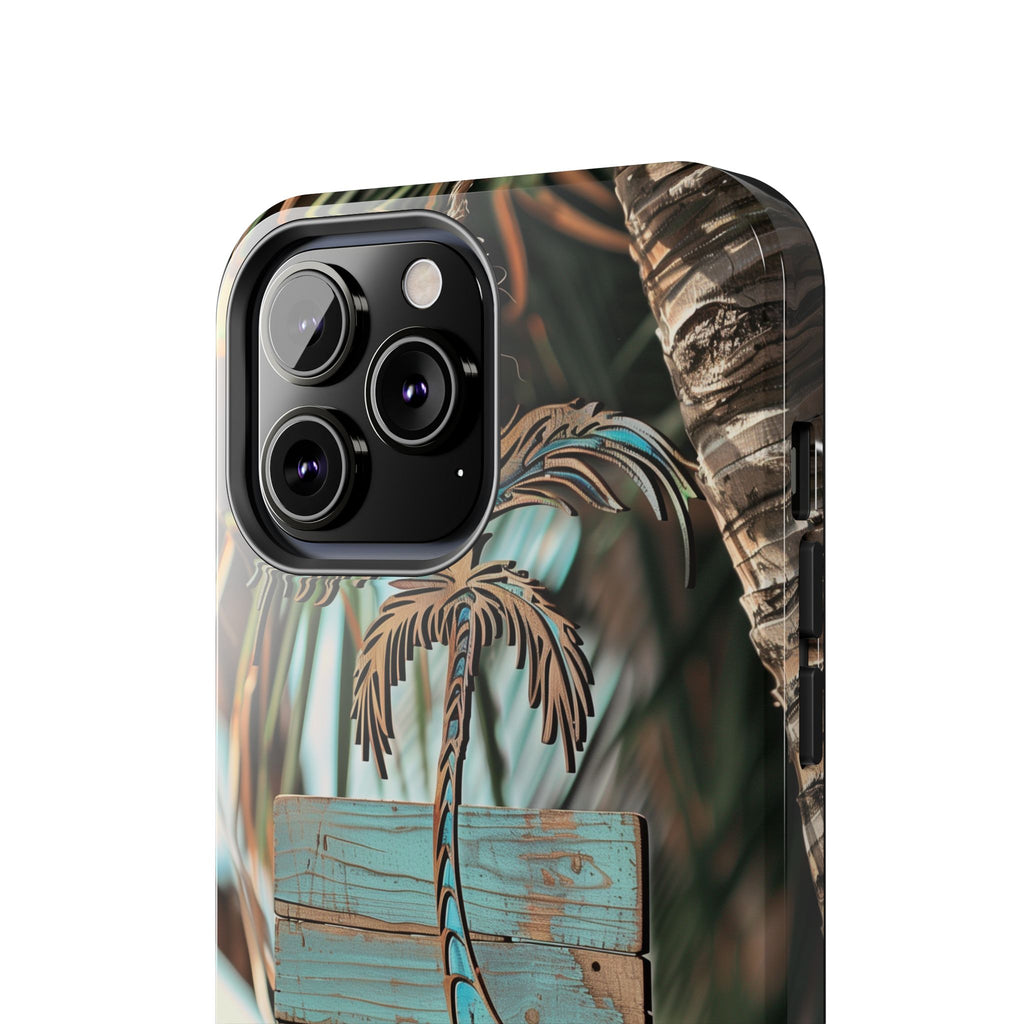 Durable Phone Case with Palm Tree Charm