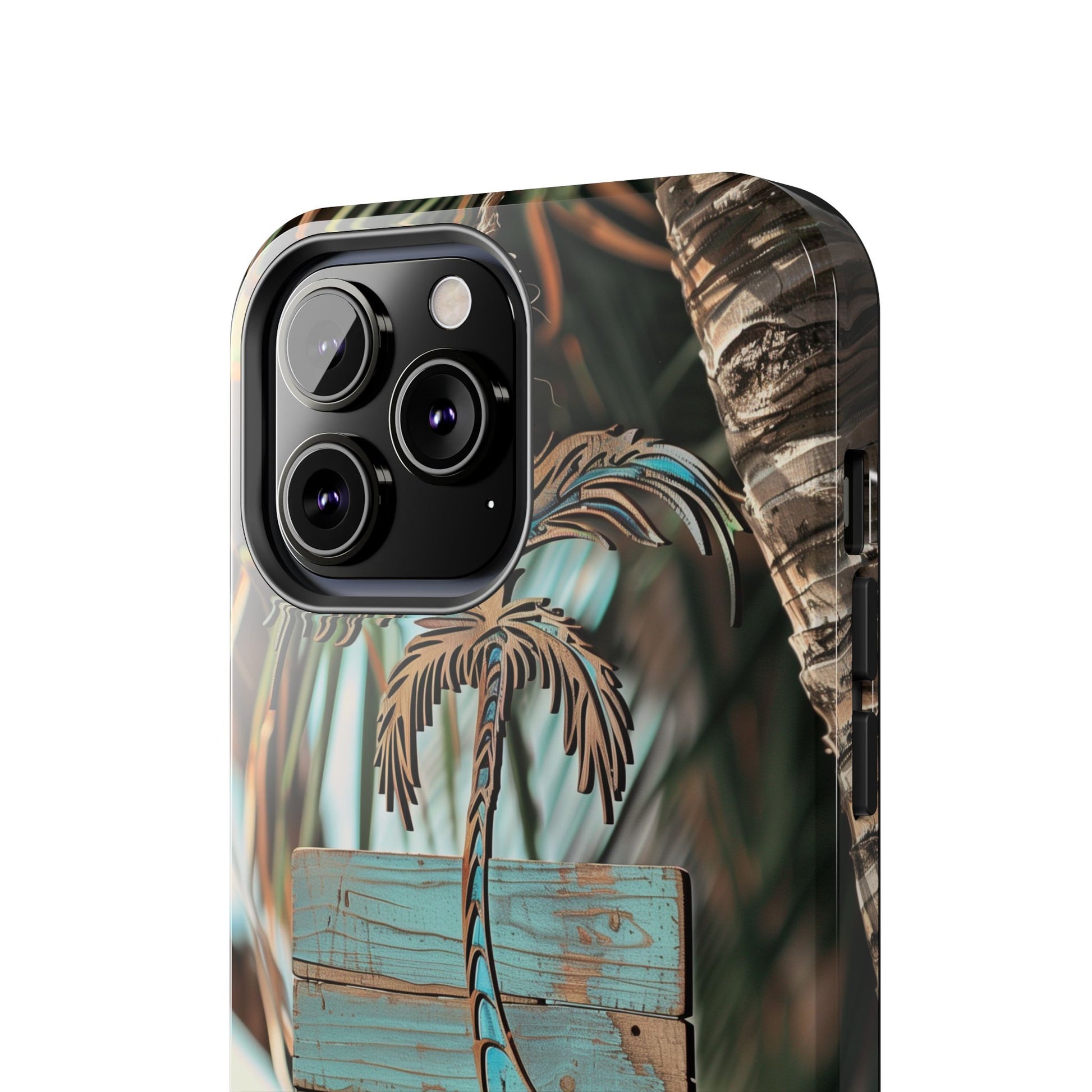 Durable Phone Case with Palm Tree Charm