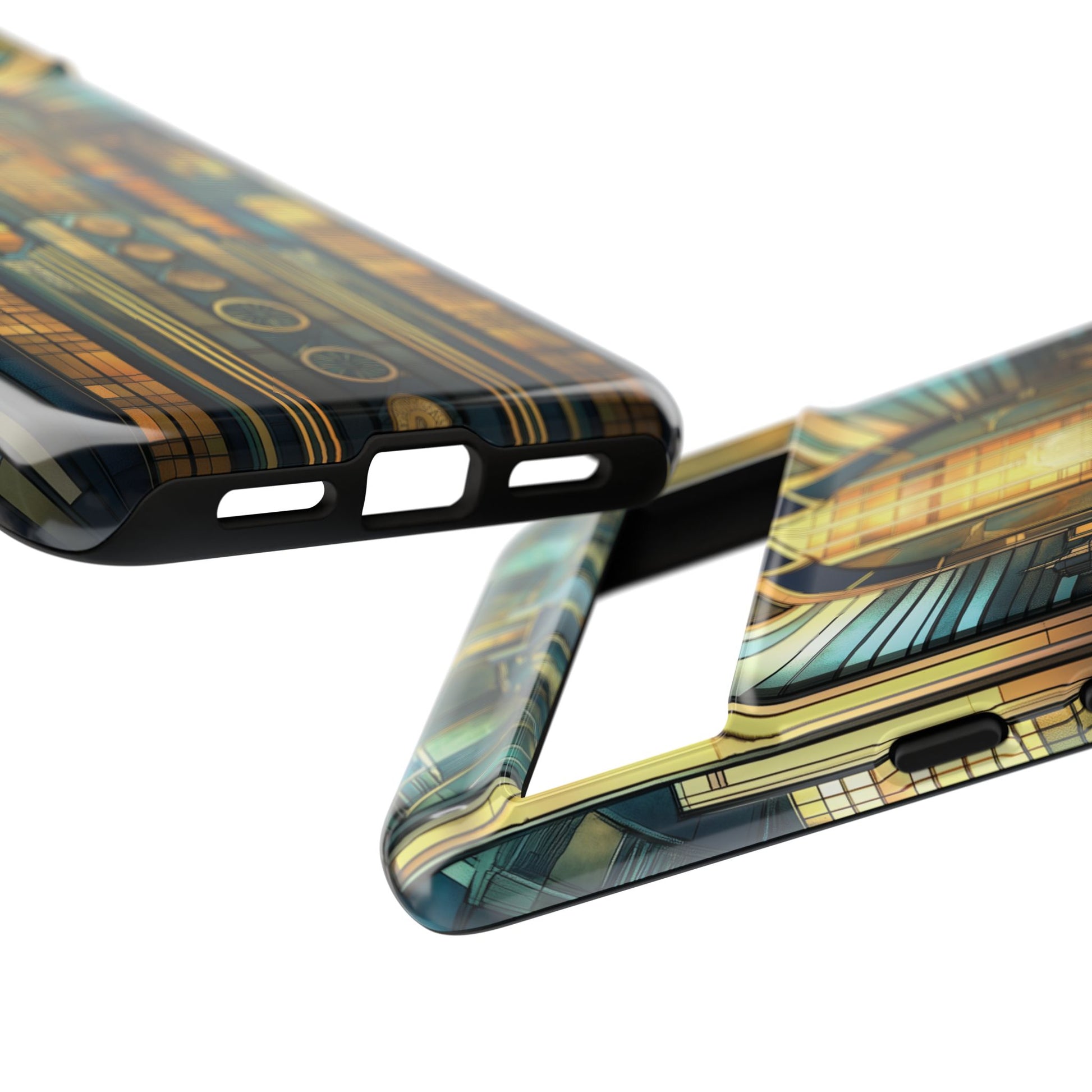 Phone Case Art Deco City Frank Lloyd Wright Teal Gold Protective Covers, Stylish Accessories, Great Gatsby Noir Nouveau iPhone 14 15 16 Pro